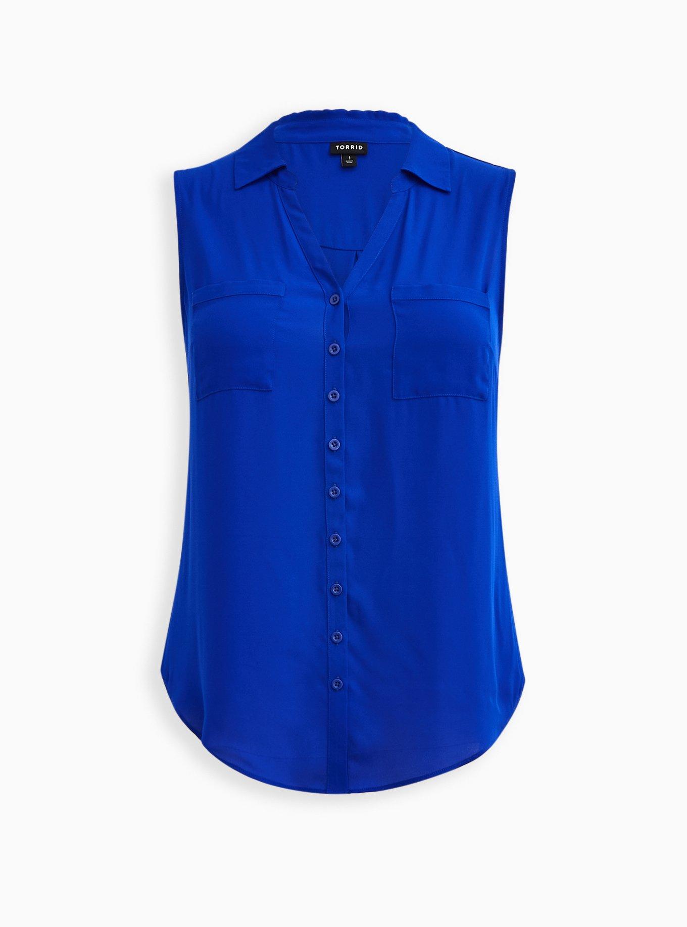 Madison Georgette Button-Up Sleeveless Shirt