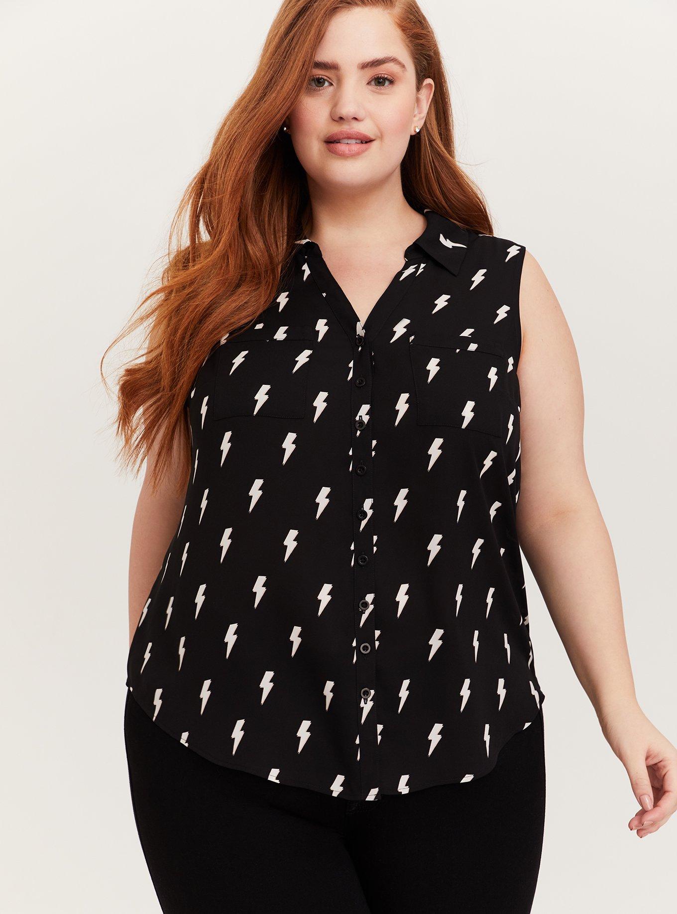 Plus Size Madison Georgette Button Up Sleeveless Shirt Torrid