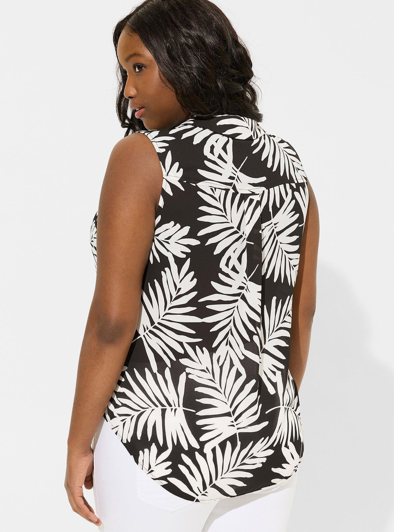Madison Georgette Button-Up Sleeveless Shirt