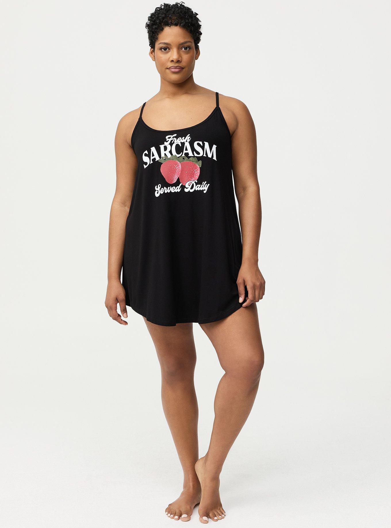 Super Soft Sleep Cami Mini Dress, FRESH SARCASM BERRIES BLACK, alternate