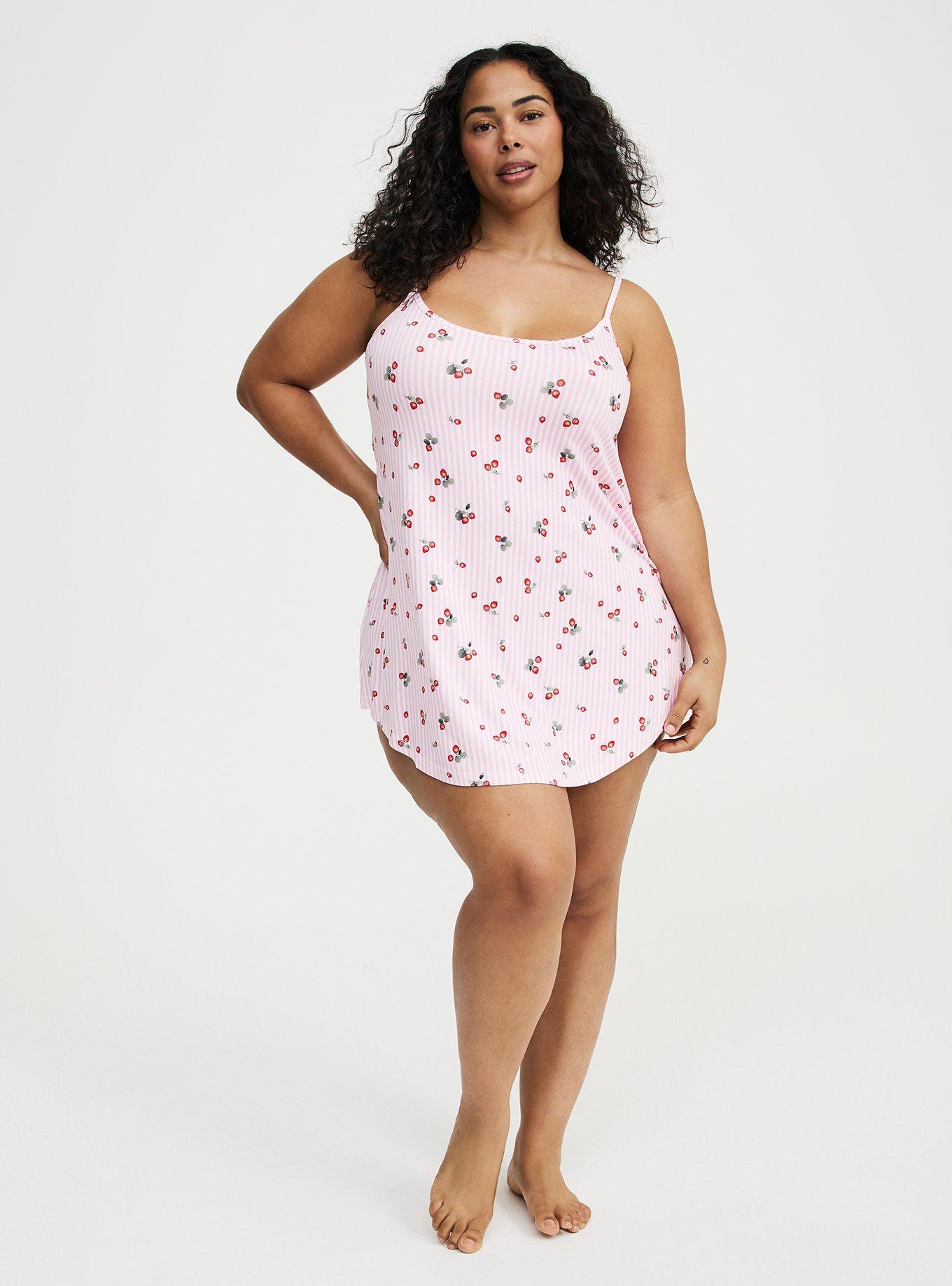 Super Soft Sleep Cami Mini Dress, STRAWBERRY STRIPE PINK, alternate