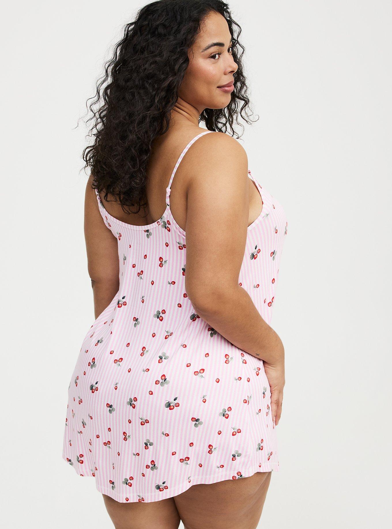 Super Soft Sleep Cami Mini Dress, STRAWBERRY STRIPE PINK, alternate