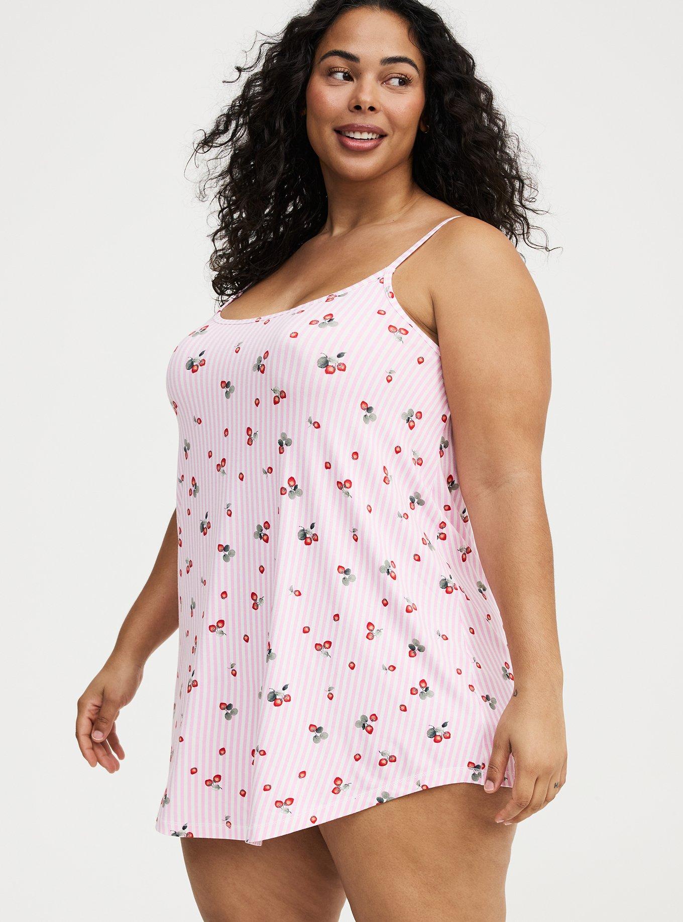 Super Soft Sleep Cami Mini Dress, STRAWBERRY STRIPE PINK, alternate
