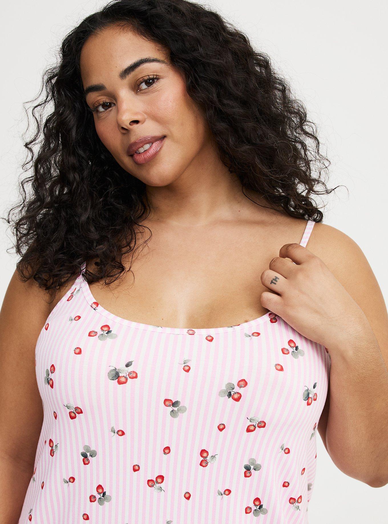 Super Soft Sleep Cami Mini Dress, STRAWBERRY STRIPE PINK, alternate