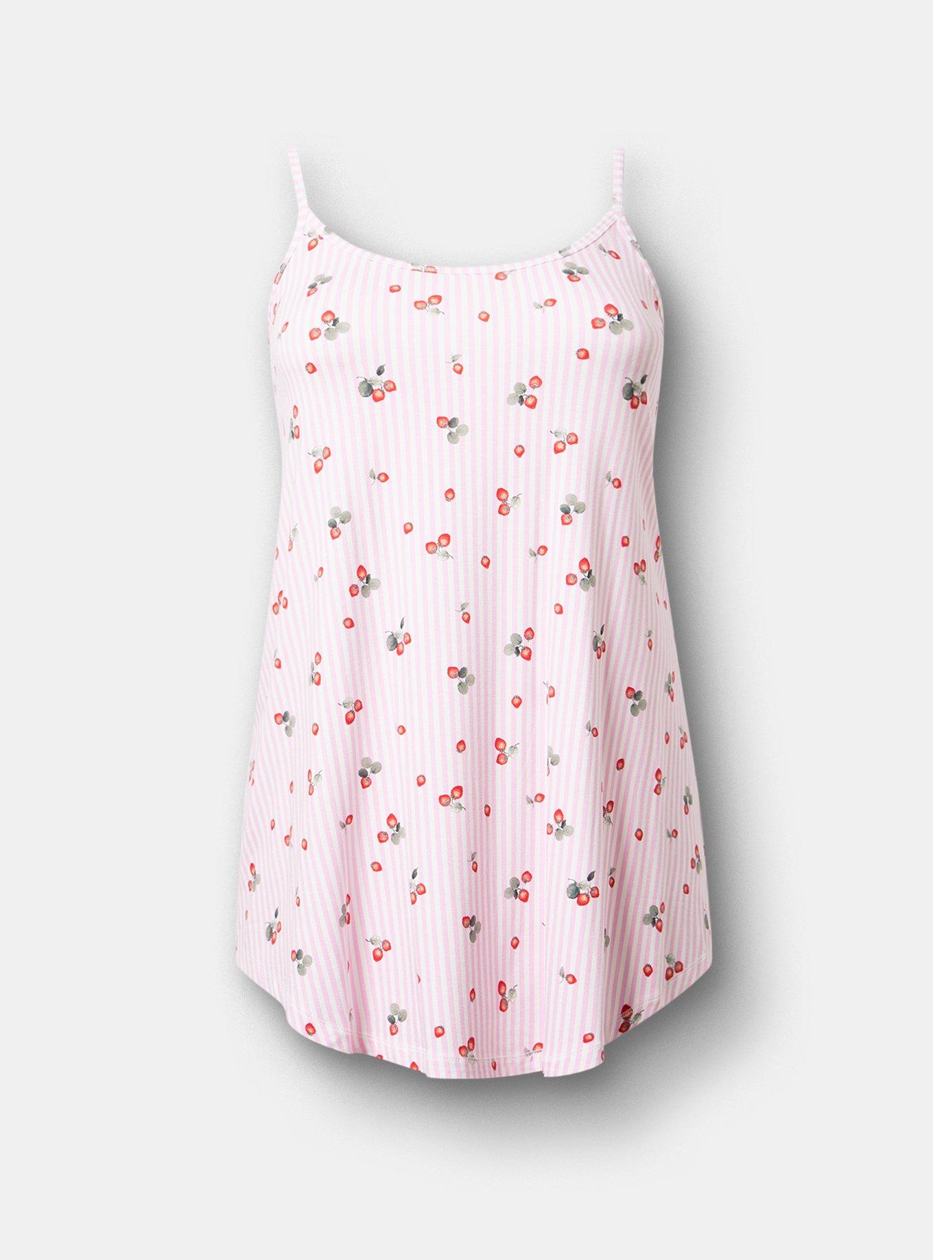 Super Soft Sleep Cami Mini Dress, STRAWBERRY STRIPE PINK, hi-res