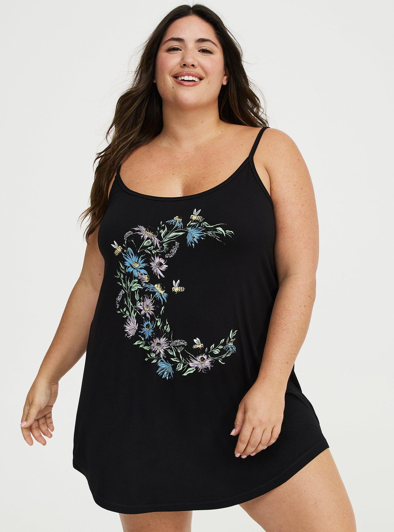 Super Soft Sleep Cami Mini Dress, DAINTY MOON BLACK, alternate