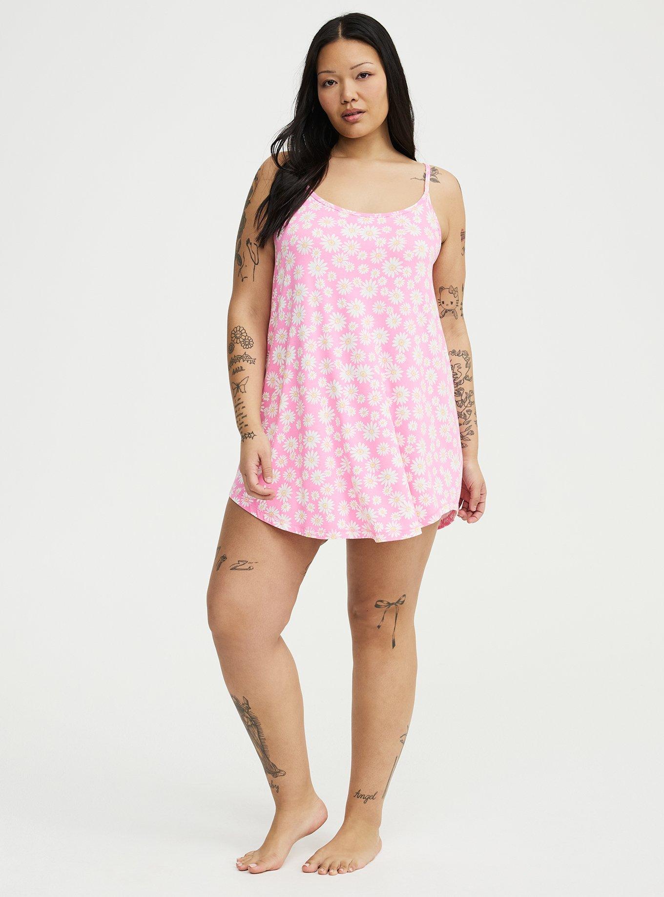 Super Soft Sleep Cami Mini Dress, SPRINKLED DAISIES FLORAL PINK, hi-res