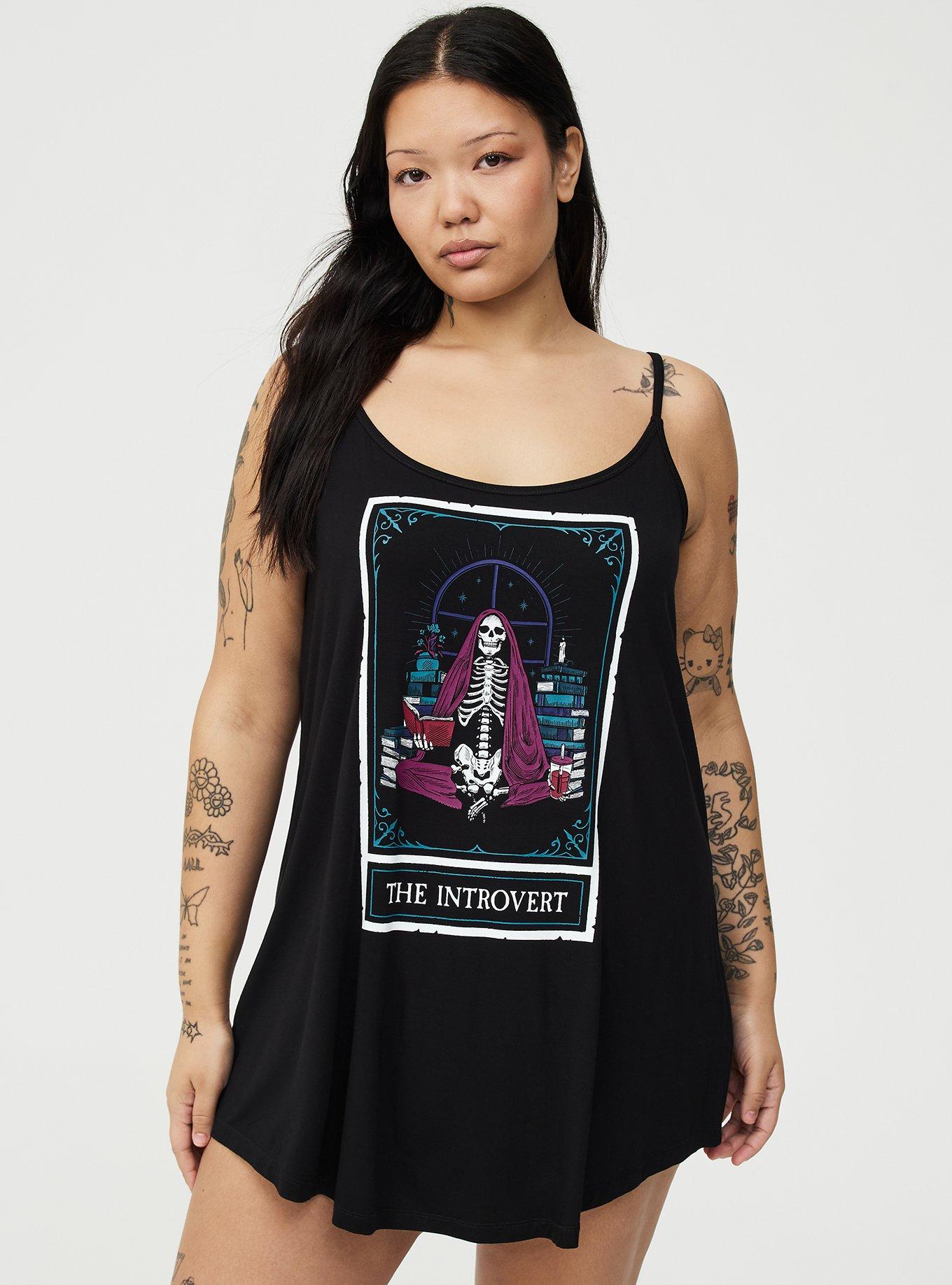 Plus Size Super Soft Sleep Cami Mini Dress, THE INTROVERT BLACK, hi-res