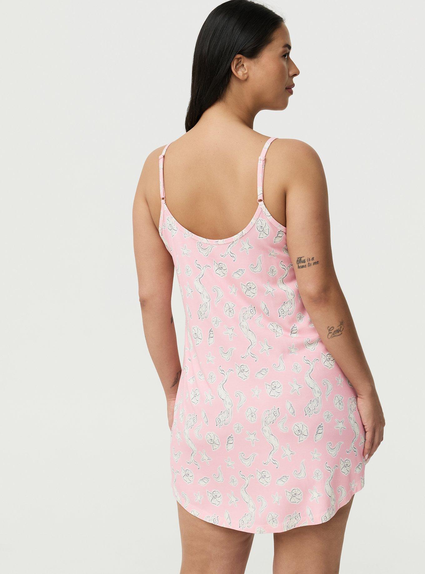 Plus Size Super Soft Sleep Cami Mini Dress, SHELL MERMAID PINK, alternate