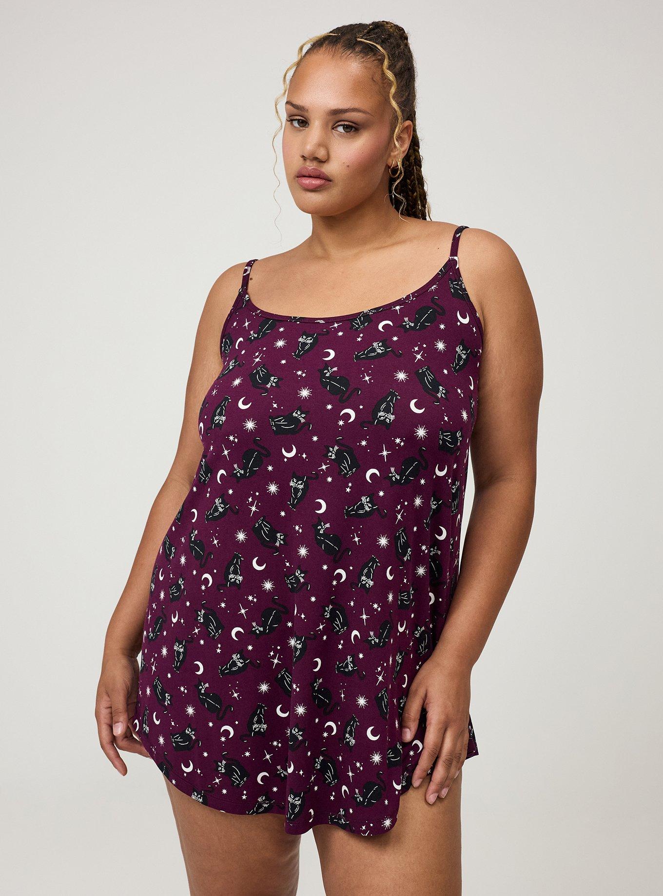 Super Soft Sleep Cami Mini Dress, SABRINA CATS PURPLE, alternate