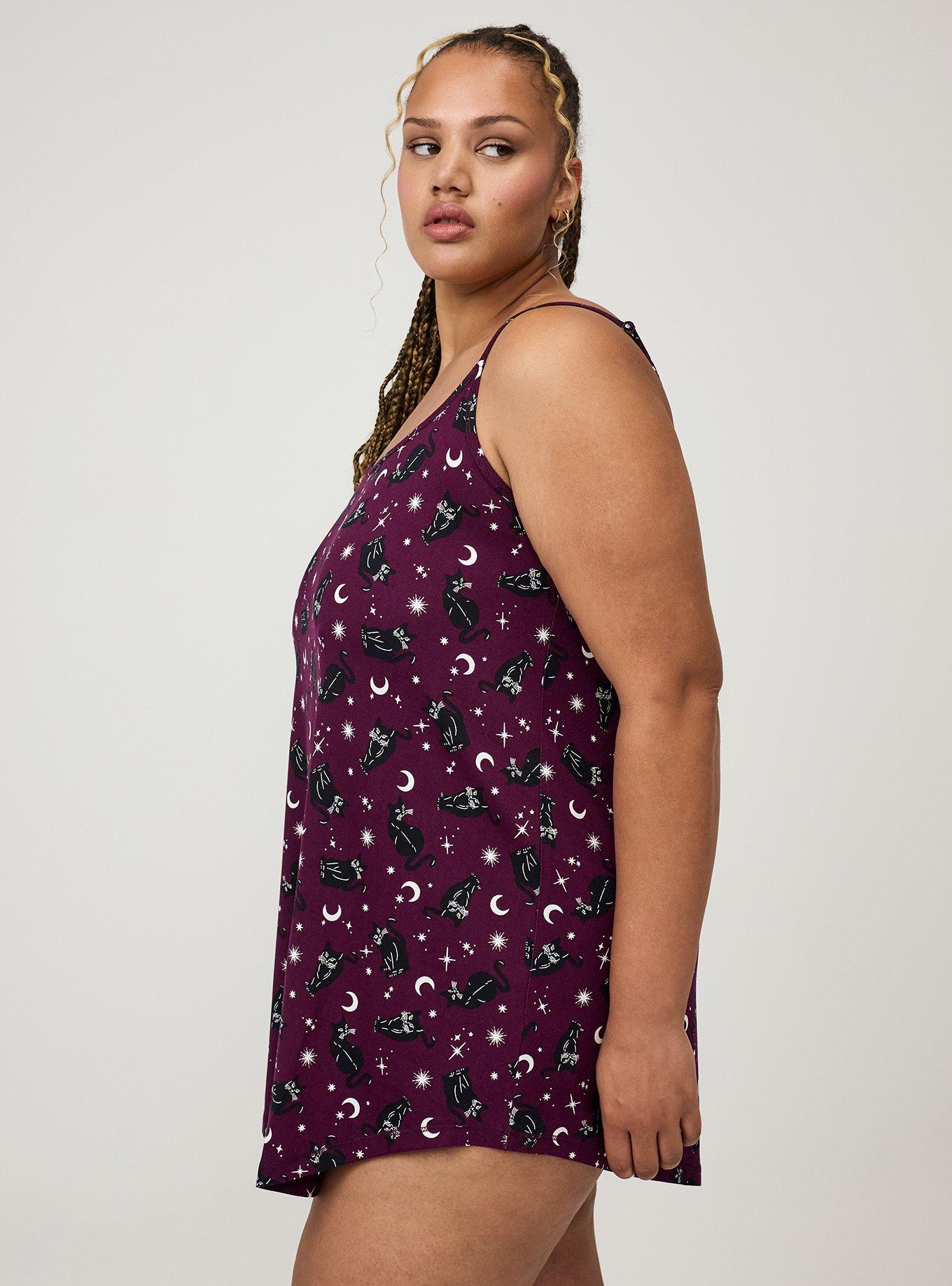 Super Soft Sleep Cami Mini Dress, SABRINA CATS PURPLE, alternate