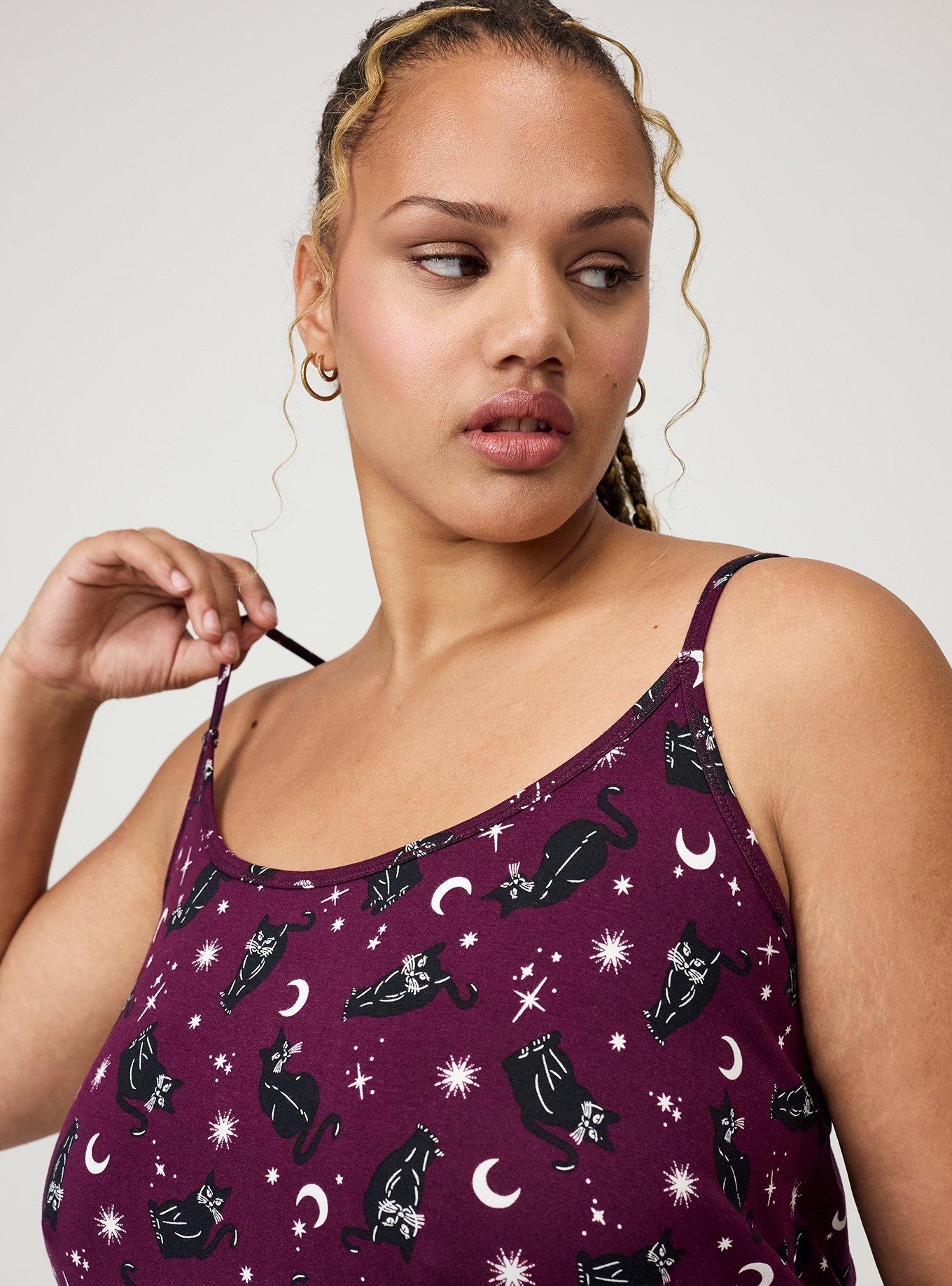 Super Soft Sleep Cami Mini Dress, SABRINA CATS PURPLE, alternate