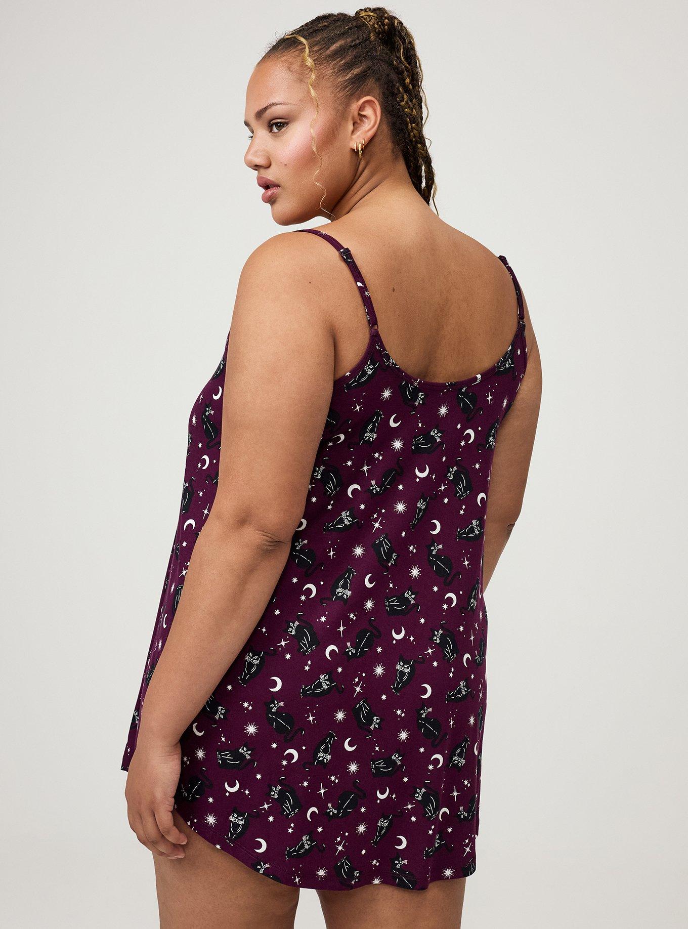 Super Soft Sleep Cami Mini Dress, SABRINA CATS PURPLE, alternate