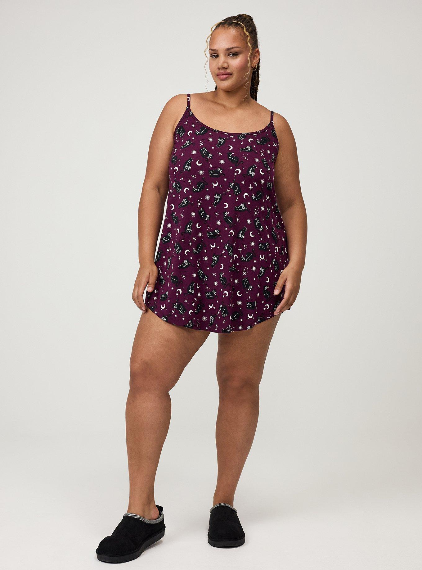 Super Soft Sleep Cami Mini Dress, SABRINA CATS PURPLE, alternate