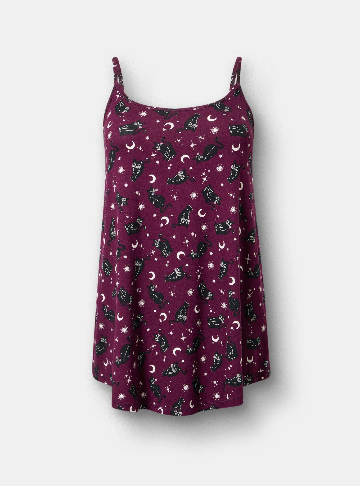 Super Soft Sleep Cami Mini Dress, SABRINA CATS PURPLE, flat