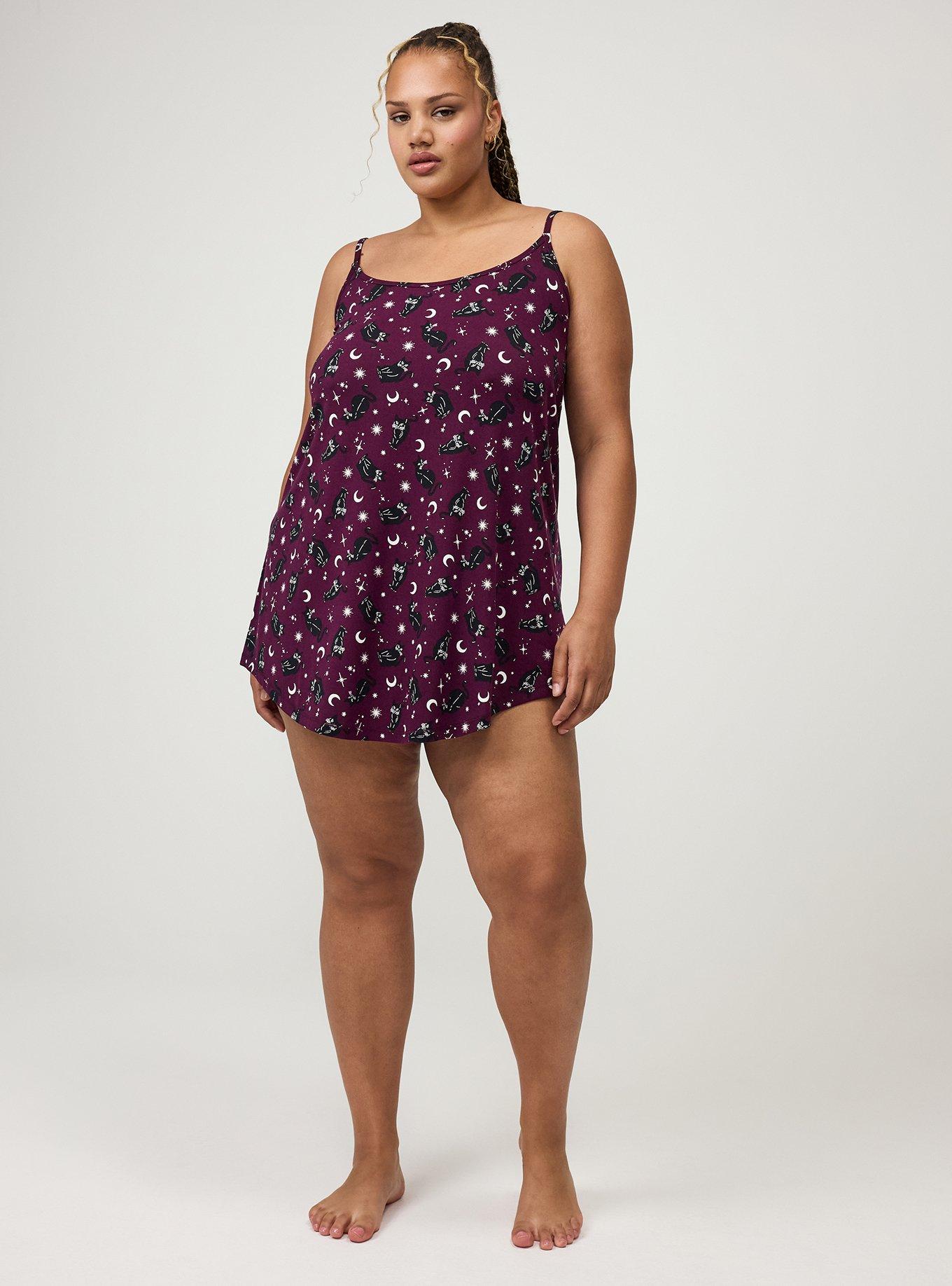 Super Soft Sleep Cami Mini Dress, SABRINA CATS PURPLE, hi-res