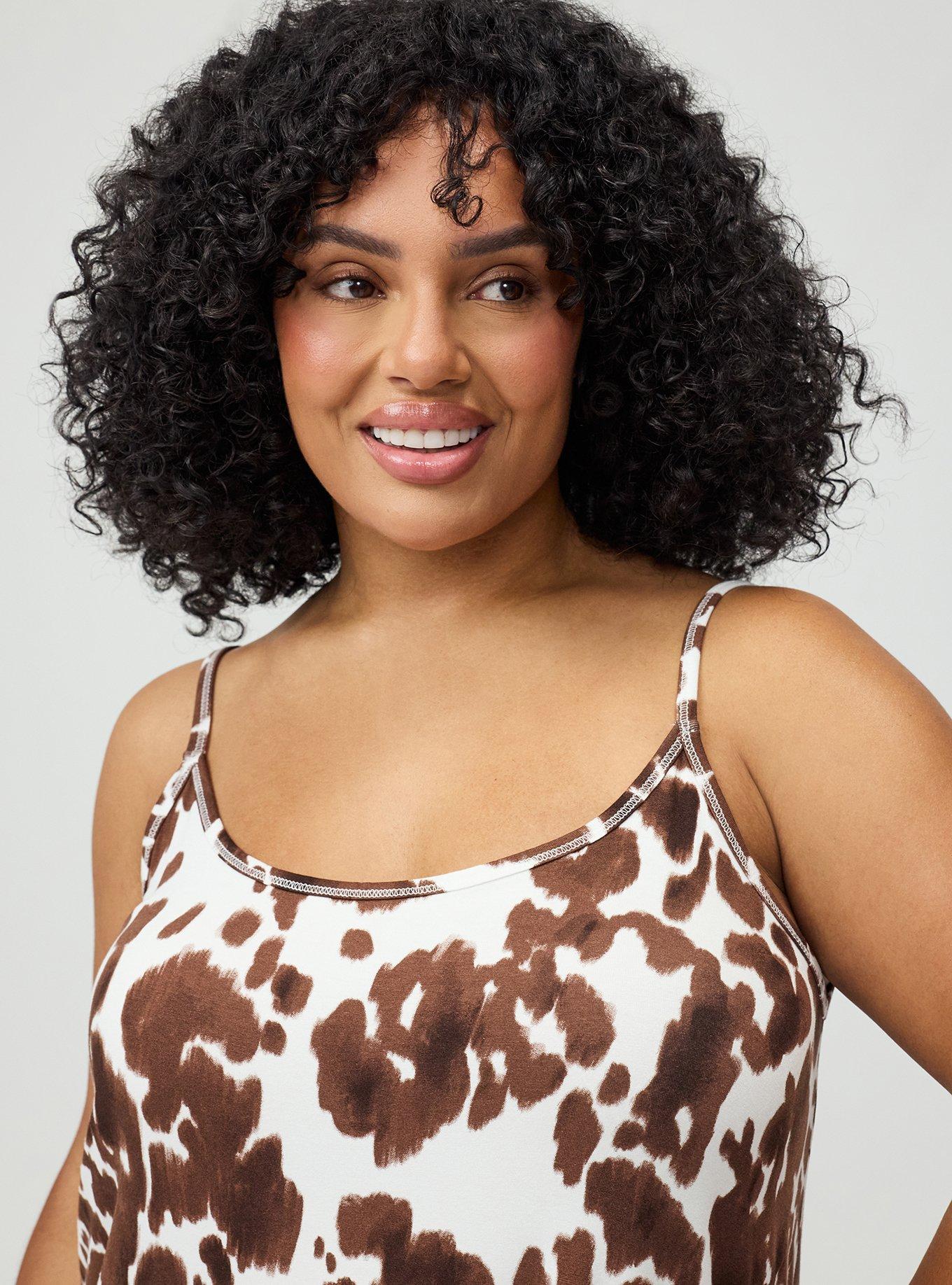Super Soft Sleep Cami Mini Dress, COW PRINT WHITE, alternate