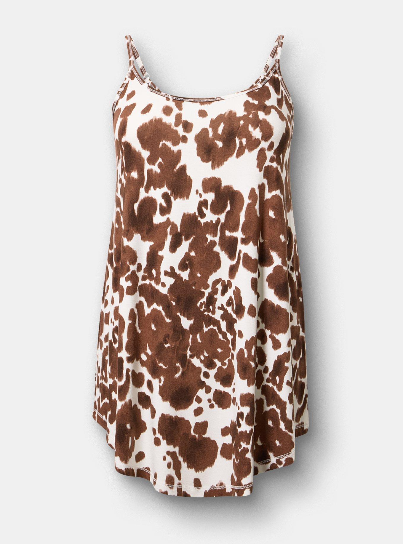 Super Soft Sleep Cami Mini Dress, COW PRINT WHITE, flat