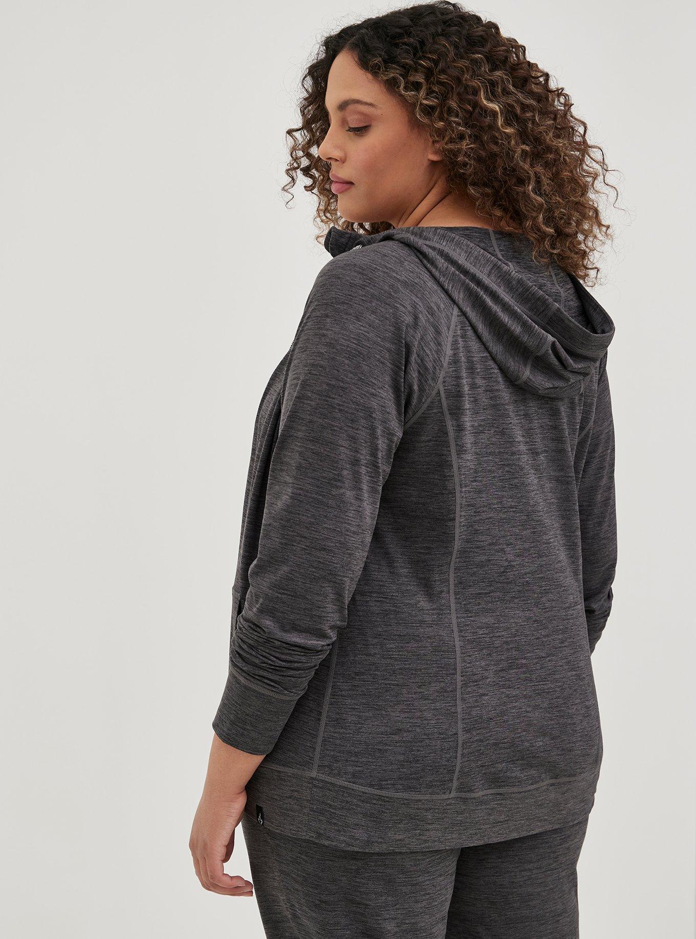 Happy Camper Super Soft Performance Jersey Active Zip Hoodie, BLACK SPACE DYE, alternate