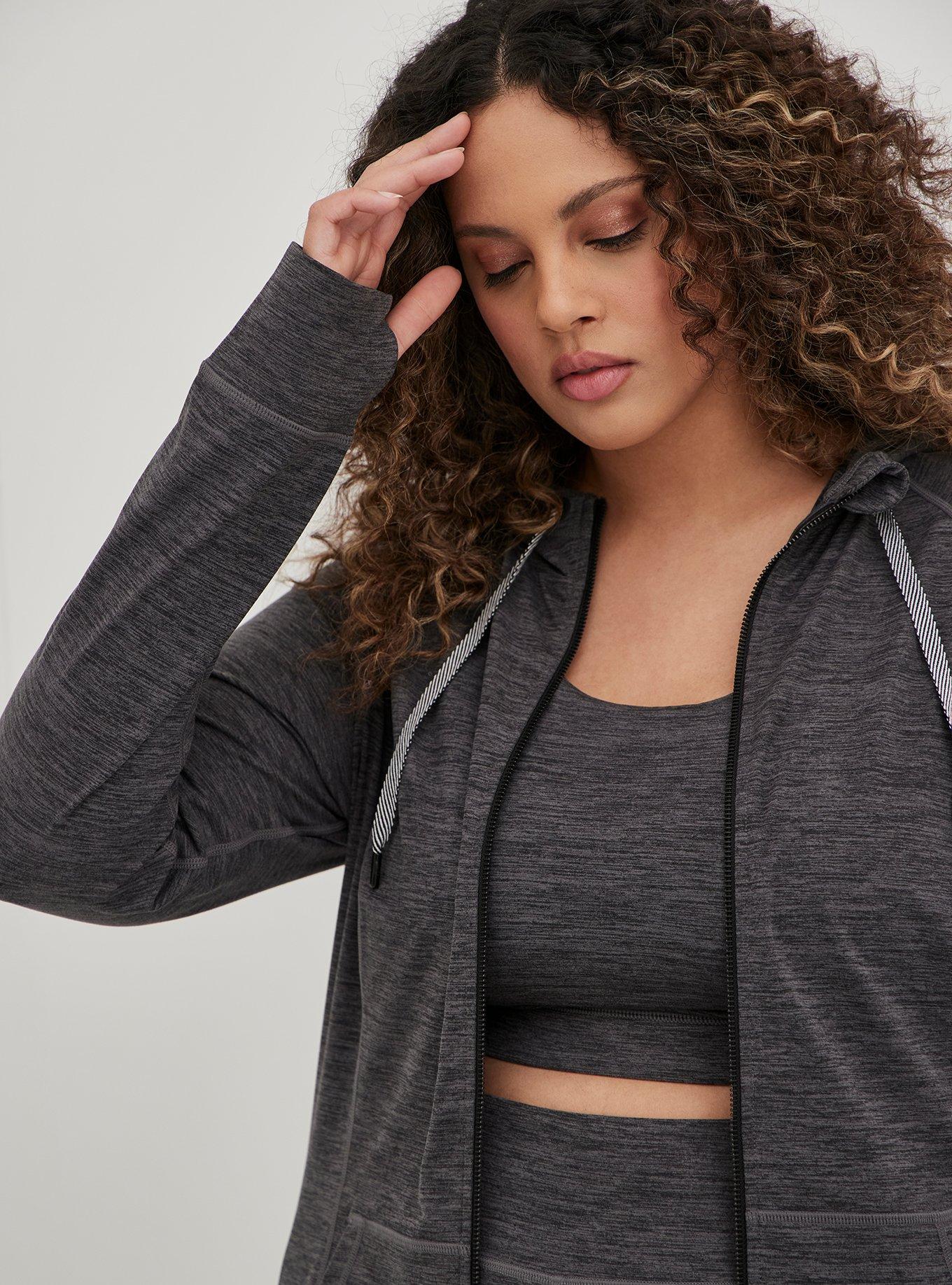 Happy Camper Super Soft Performance Jersey Active Zip Hoodie, BLACK SPACE DYE, alternate