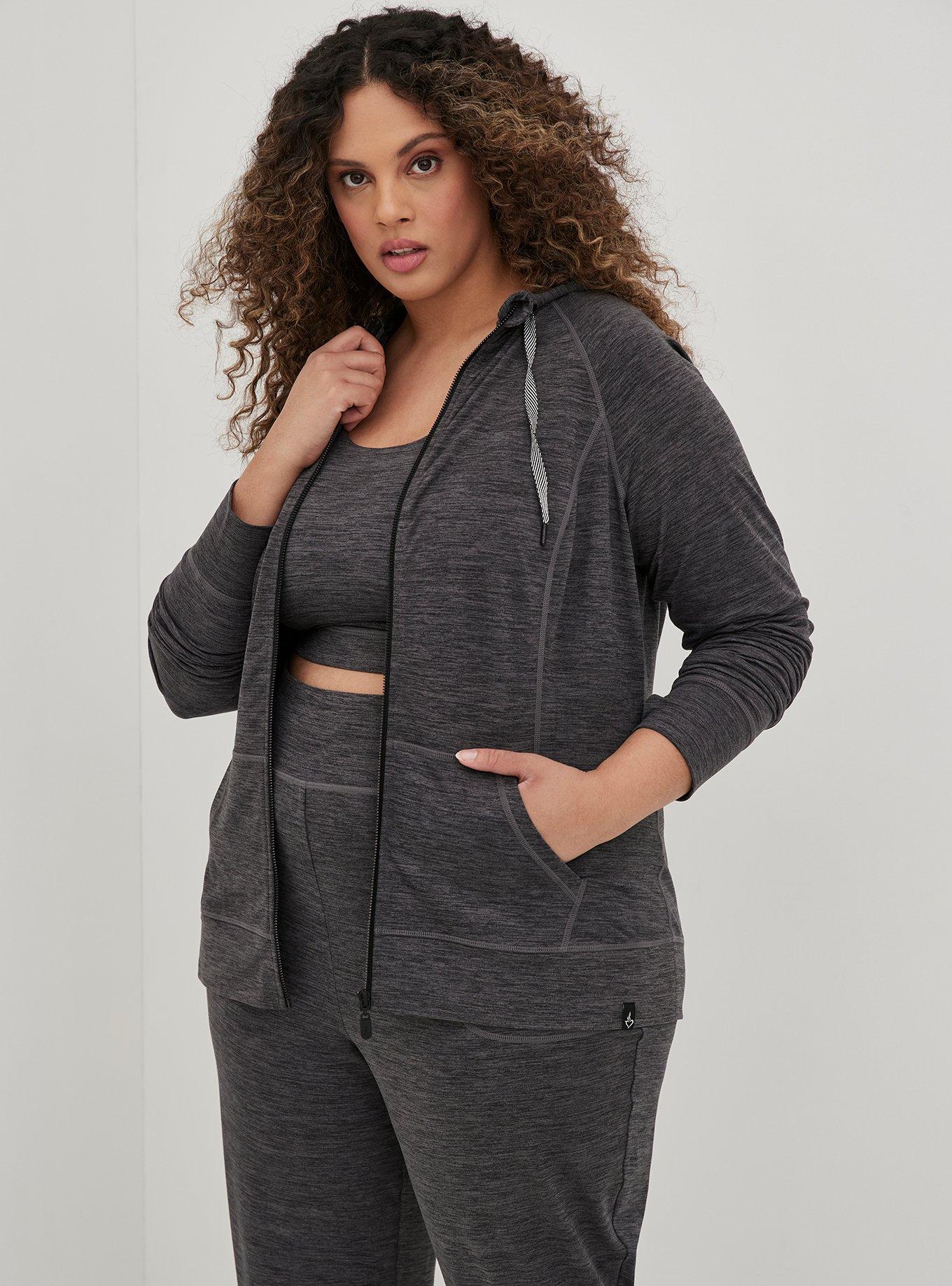 Happy Camper Super Soft Performance Jersey Active Zip Hoodie, BLACK SPACE DYE, alternate