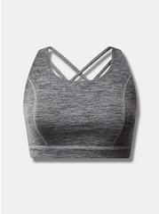 Happy Camper Low-Impact Wireless Strappy Back Active Sports Bra, HEATHER GREY, hi-res
