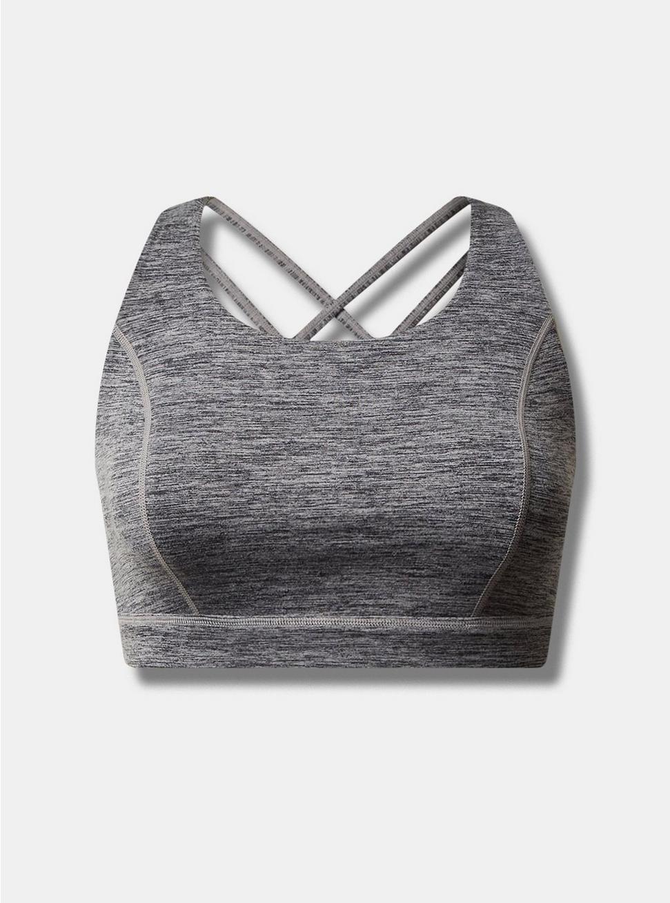 Happy Camper Low-Impact Wireless Strappy Back Active Sports Bra, HEATHER GREY, hi-res