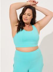 Plus Size Happy Camper Low-Impact Wireless Strappy Back Active Sports Bra, BLUE RADIANCE, hi-res