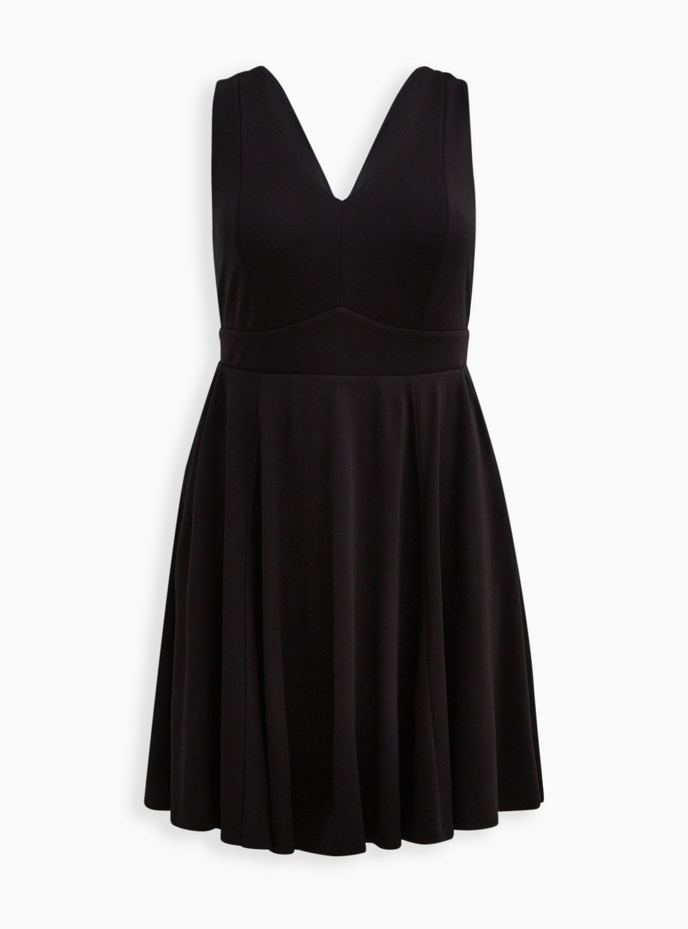 Contouring Fit & Flare Dress - Ponte Black, , hi-res