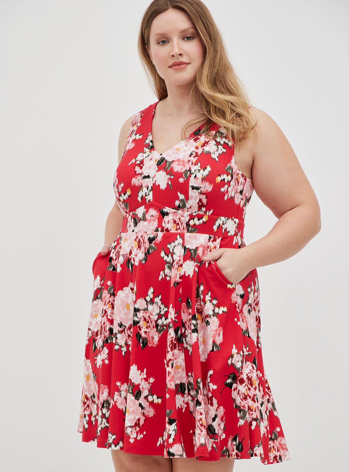 Torrid red floral dress sale