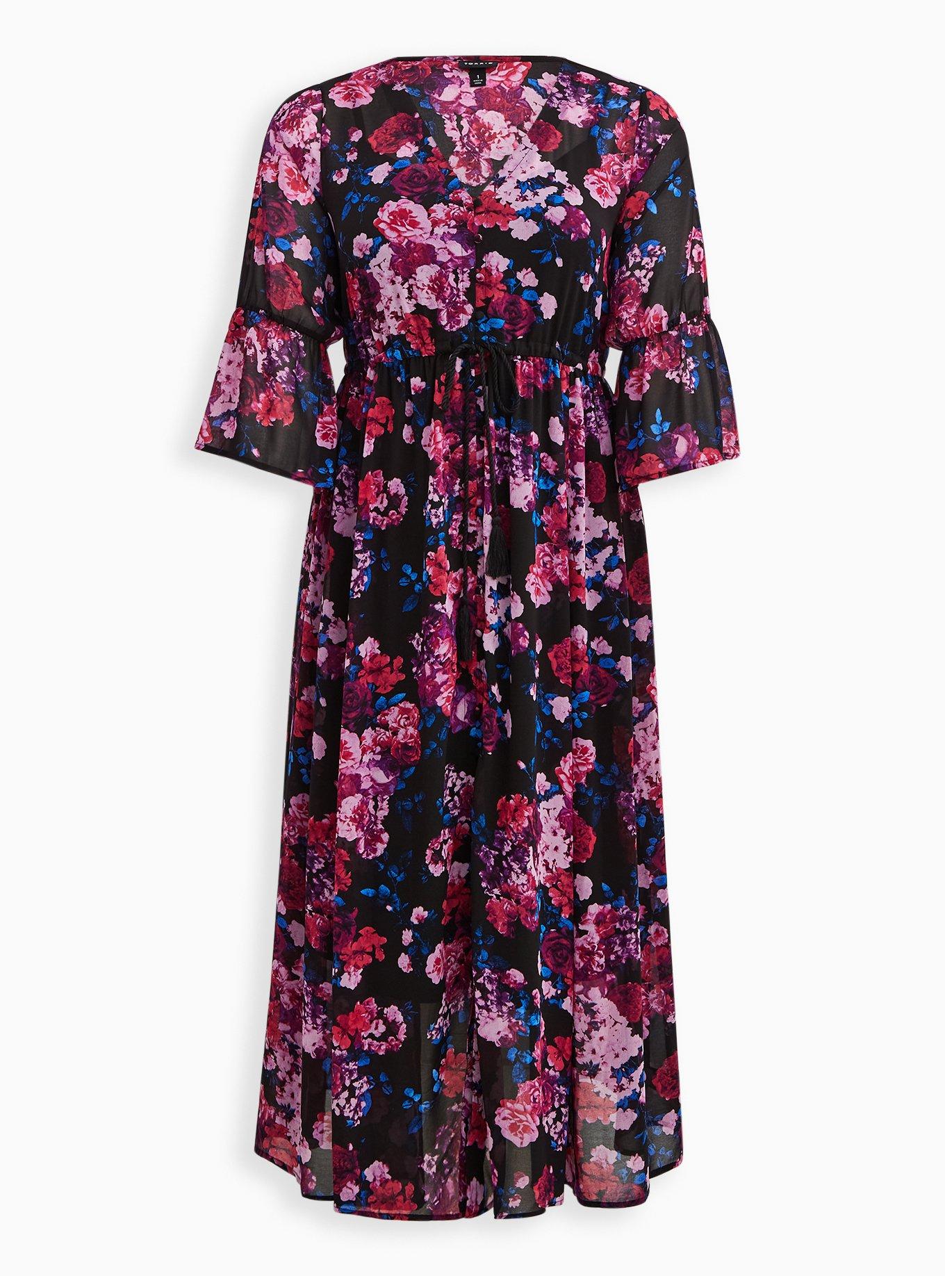 Maxi Chiffon Button-Up Dress, , hi-res