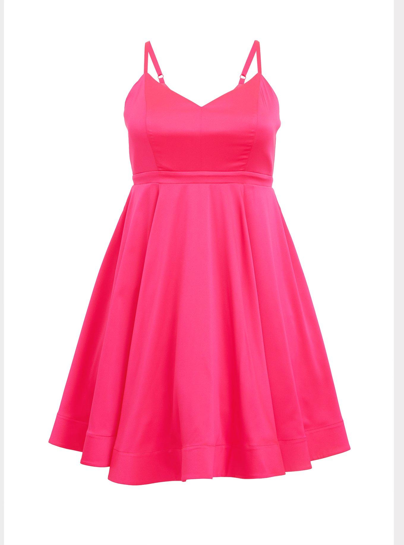 Torrid Woman's Plus Size 3X Button Front Midi Clip Heart Chiffon Hot Pink  Dress