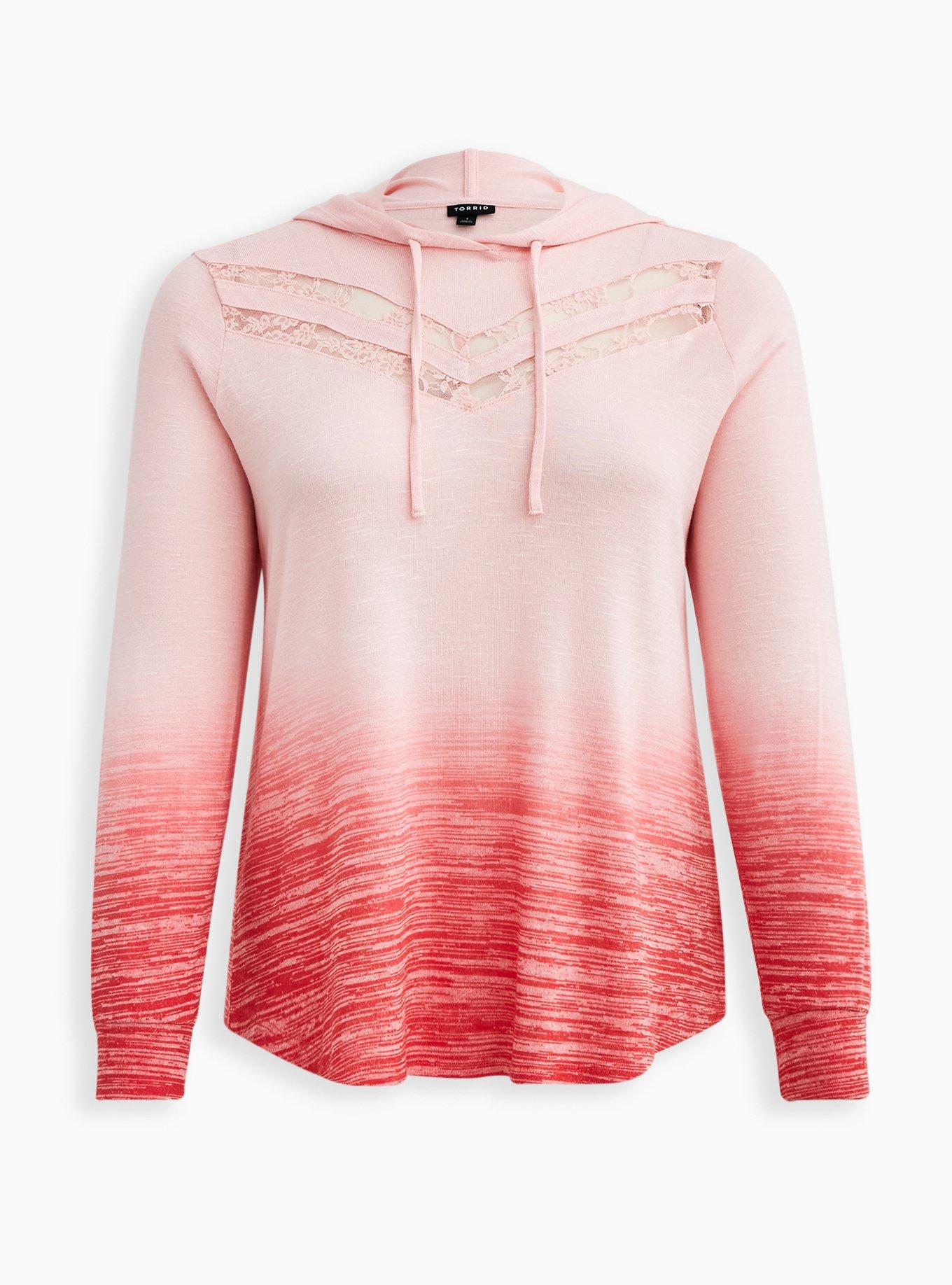 Plus Size Super Soft Plush Lace Inset Hoodie, OTHER PRINTS, hi-res
