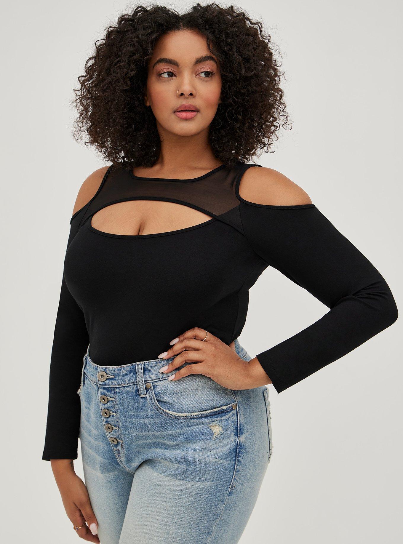 Cutout Top - Foxy Black, DEEP BLACK, hi-res