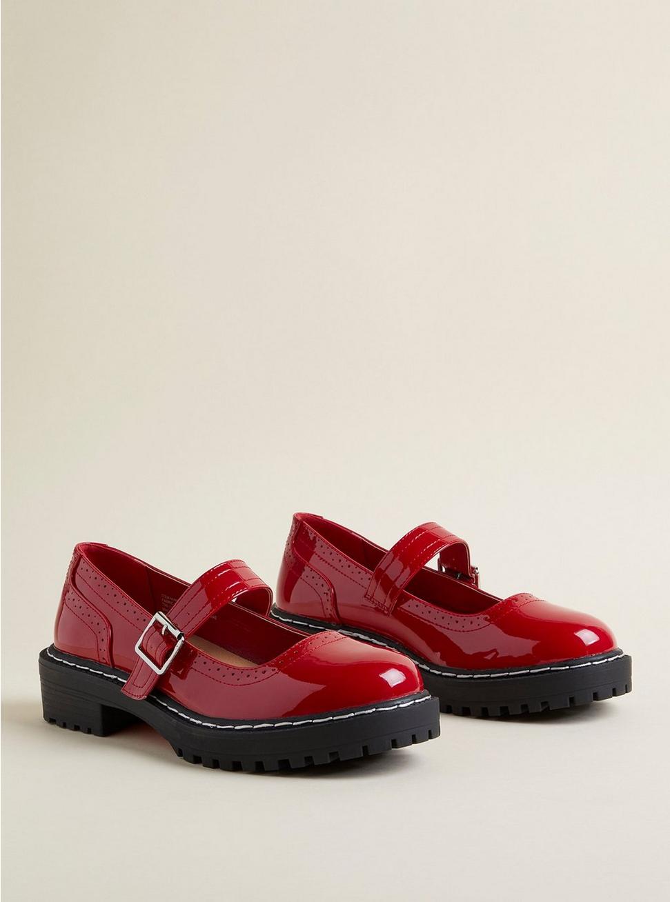 Red Mary Janes With Triple Strap From Soft Patent Leather 