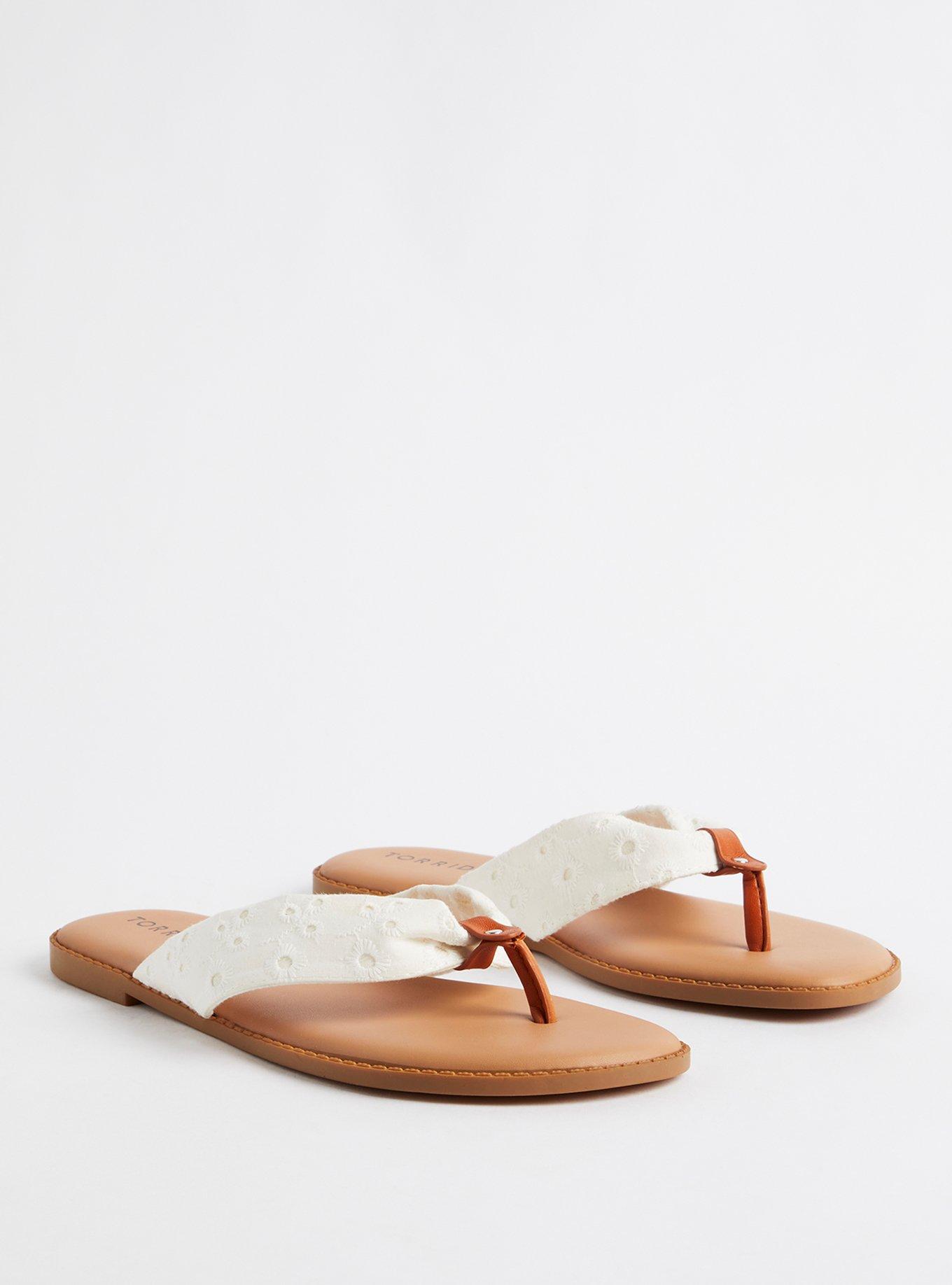 White canvas store flip flops