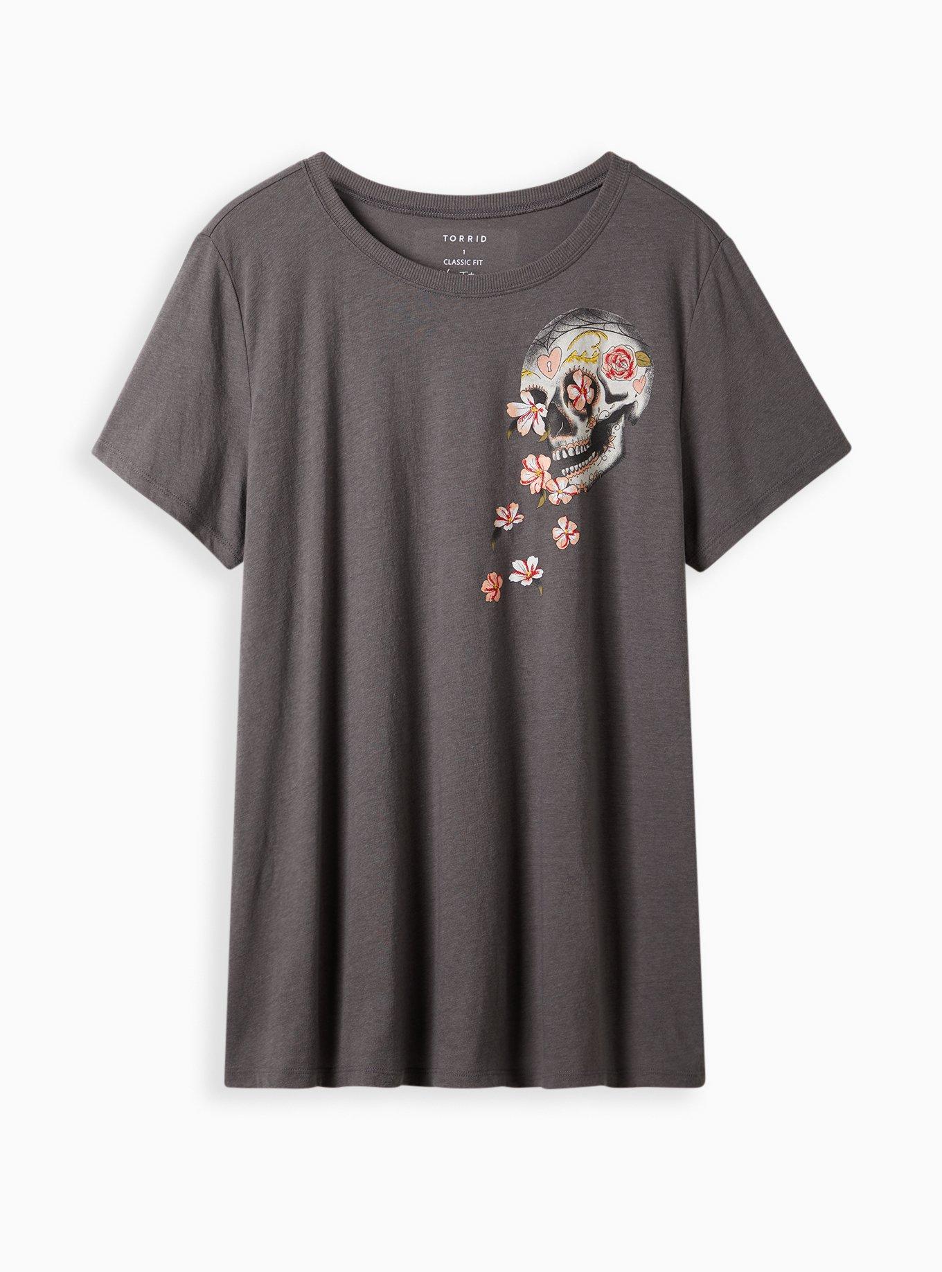 Plus Size - Vintage Tee - Triblend Jersey Sugar Skull Grey - Torrid