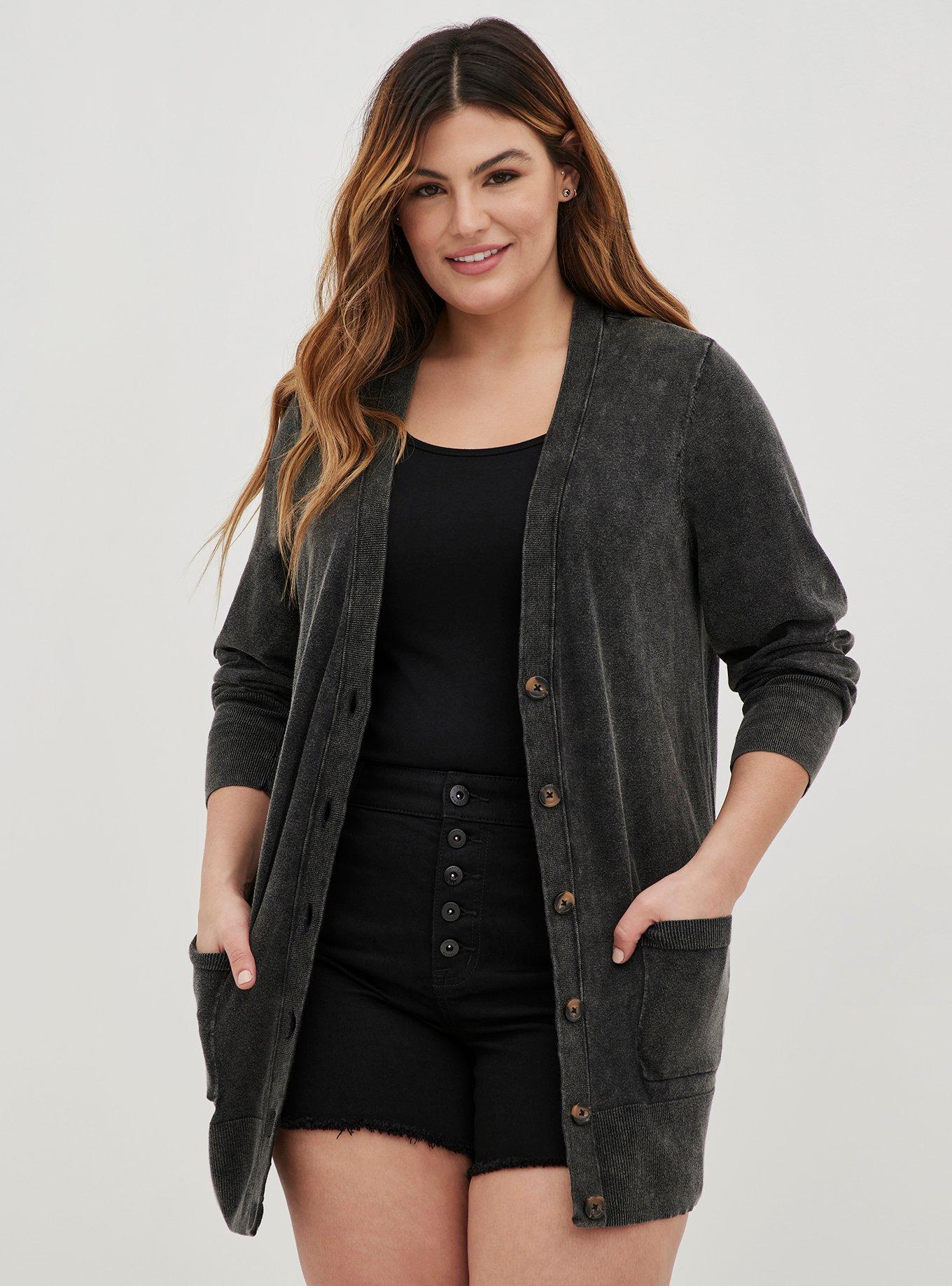 Plus size black hot sale boyfriend cardigan