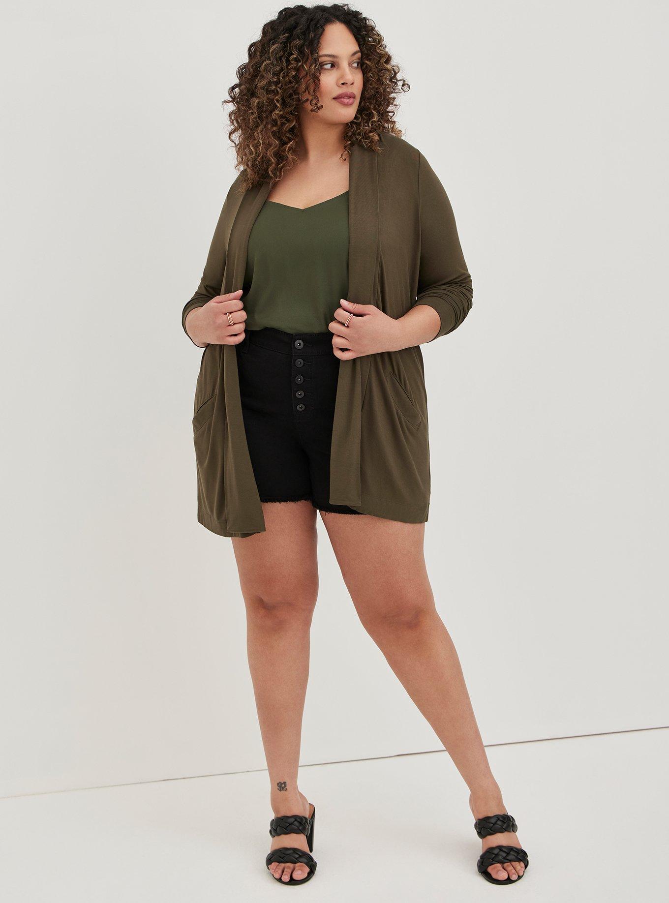 Olive Green Drape Front Sheer Knit Cardigan.Torrid. Plus Size 3X - clothing  & accessories - by owner - craigslist