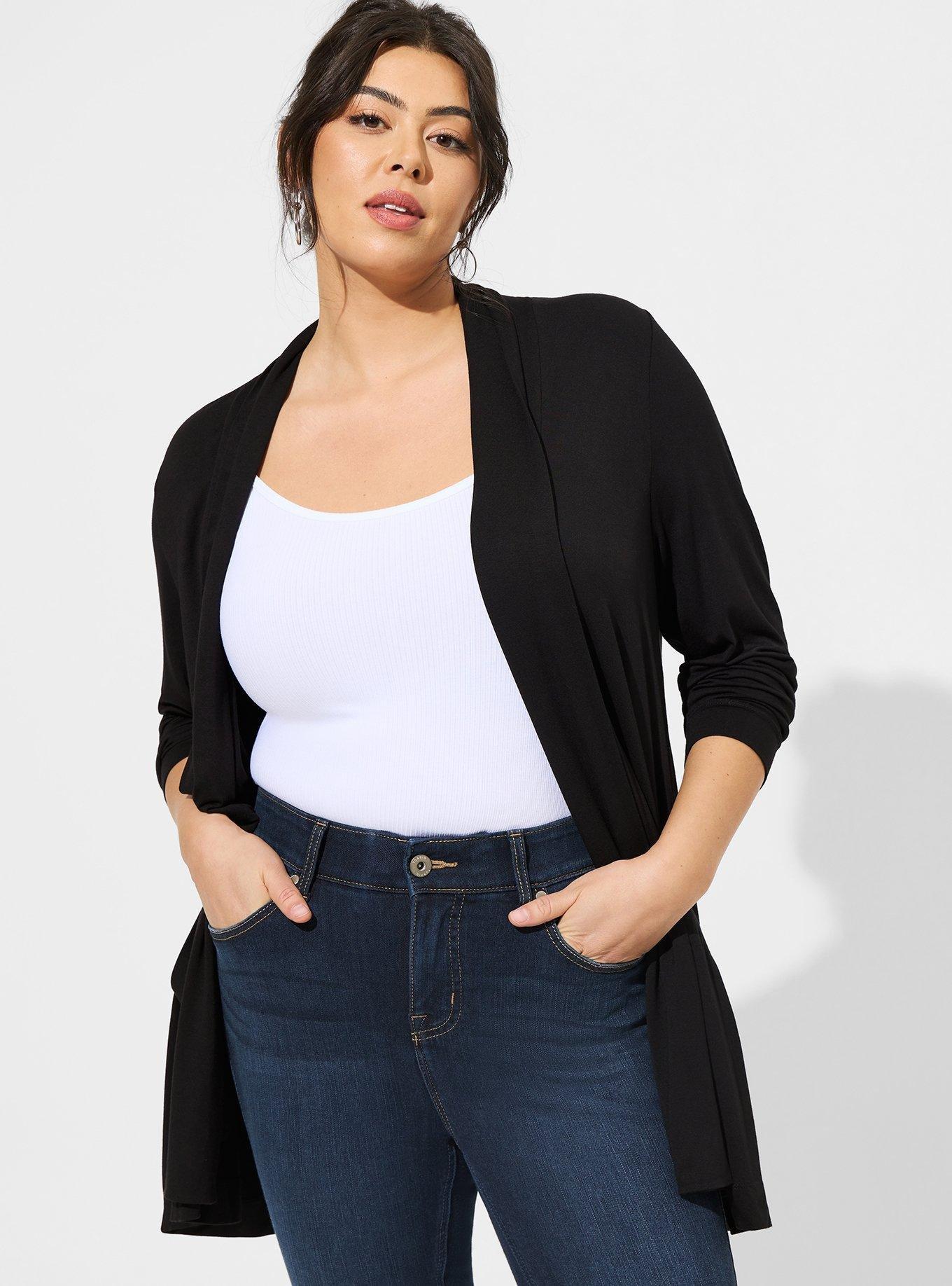 Super Soft Cardigan Straight Front, BLACK, hi-res