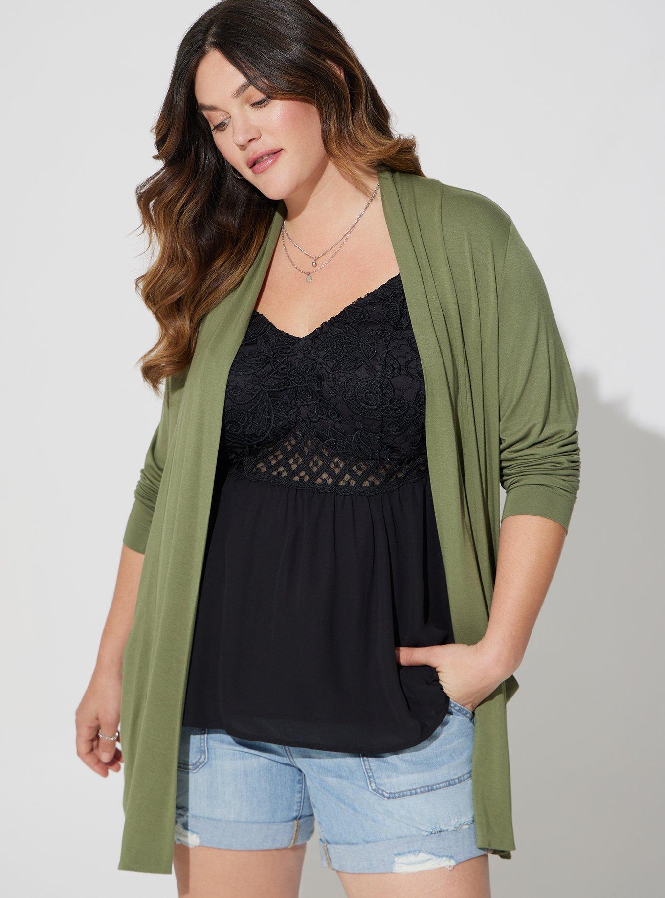 Super Soft Cardigan Straight Front, OLIVINE, alternate