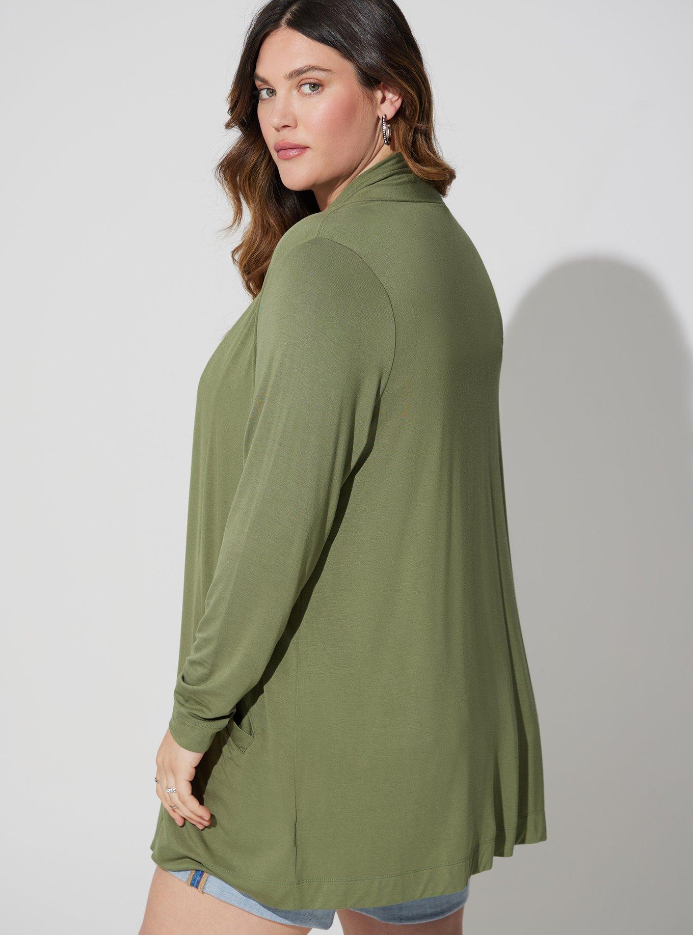 Super Soft Cardigan Straight Front, OLIVINE, alternate