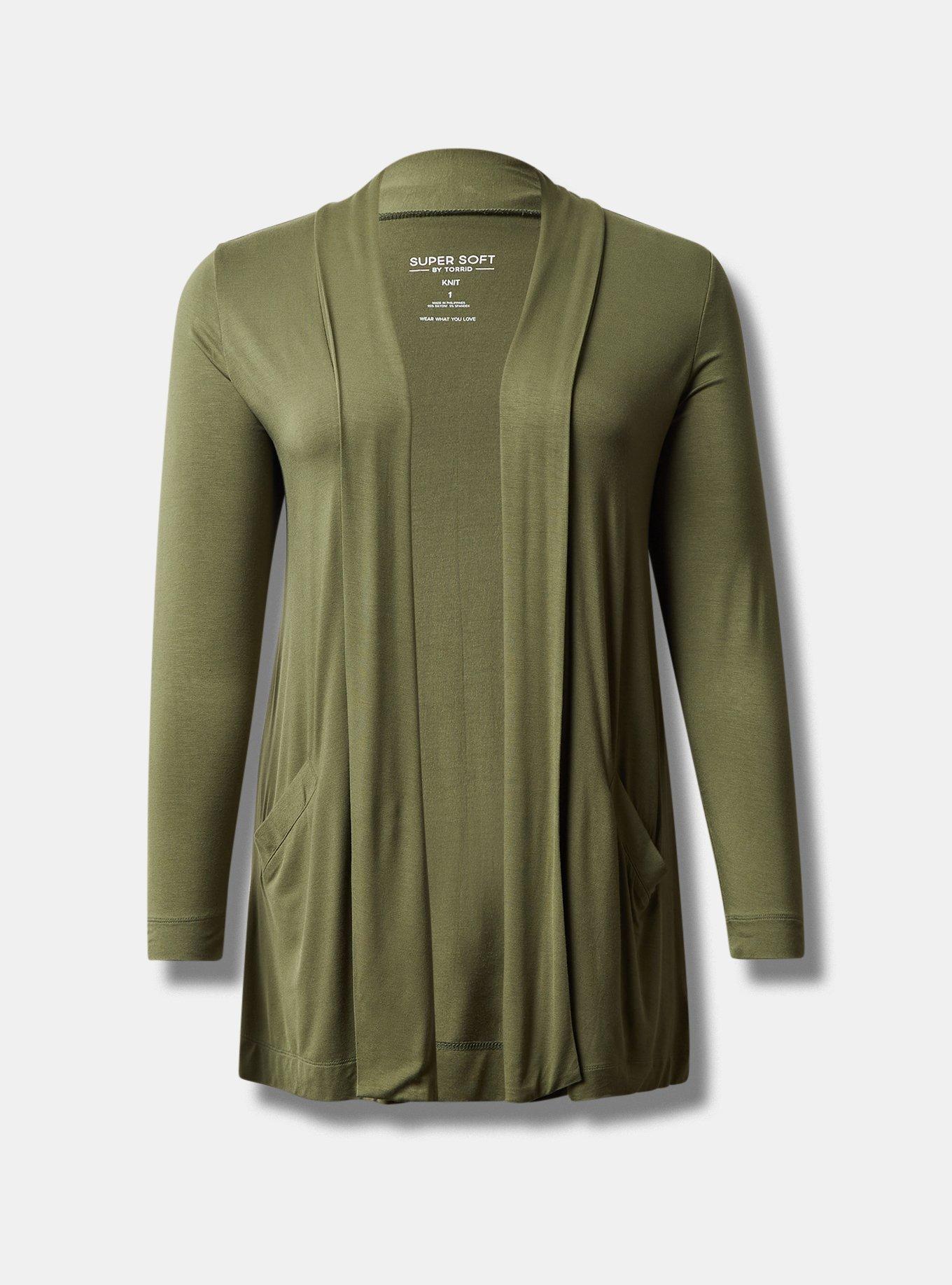 Super Soft Cardigan Straight Front, OLIVINE, hi-res
