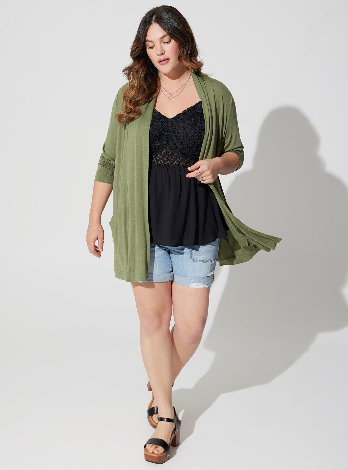 Super Soft Cardigan Straight Front, OLIVINE, hi-res