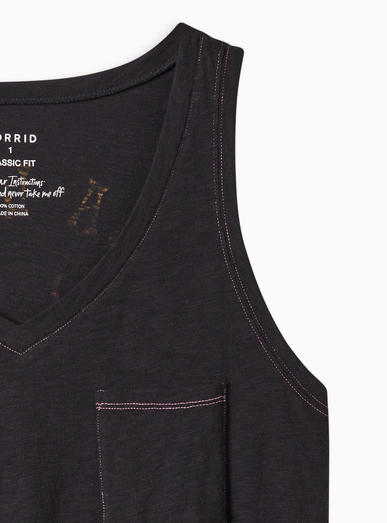 Plus Size Pocket Tank - Cotton La Lune Back Graphic Black, DEEP BLACK, alternate