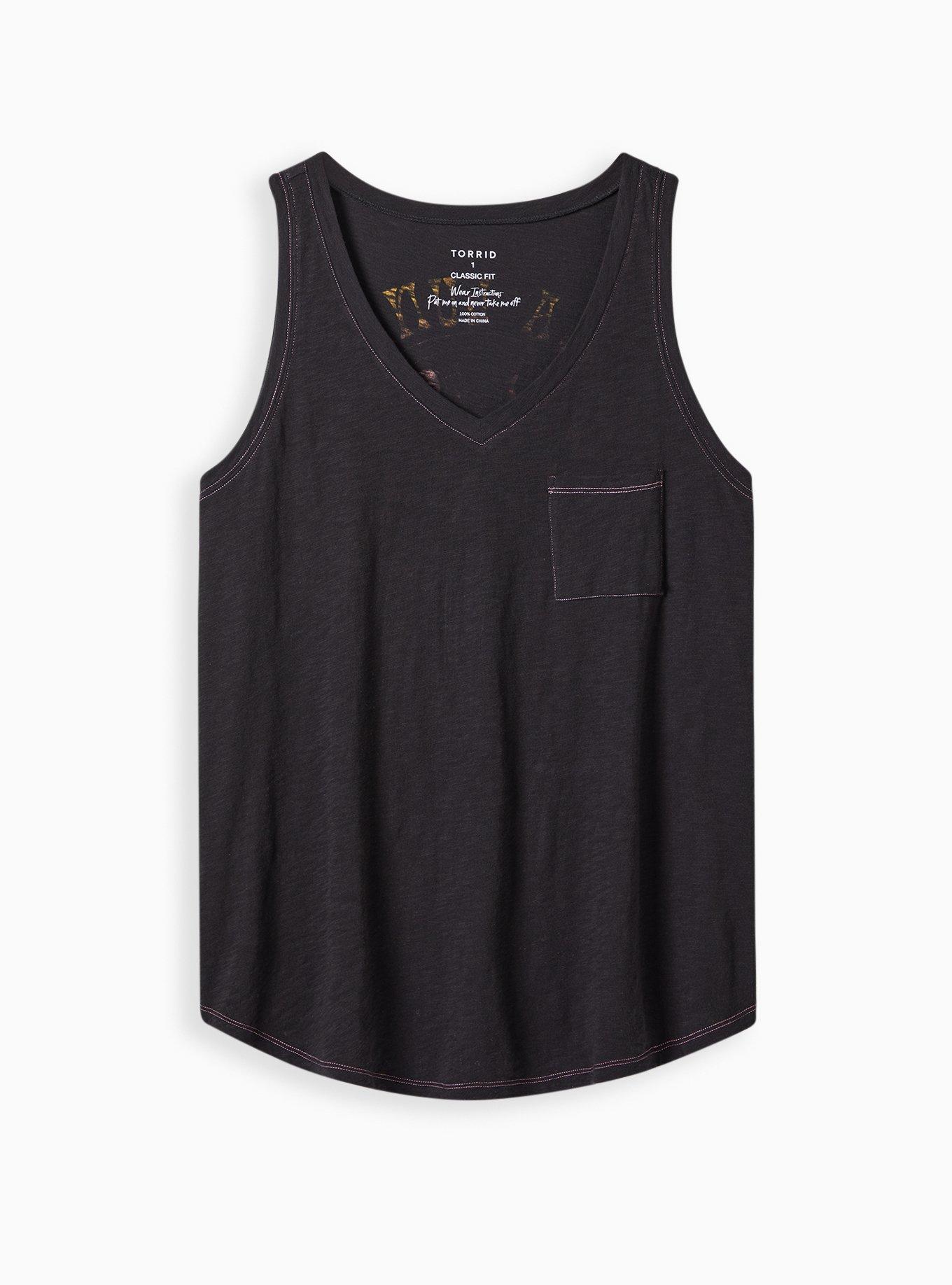 Plus Size Pocket Tank - Cotton La Lune Back Graphic Black, DEEP BLACK, alternate