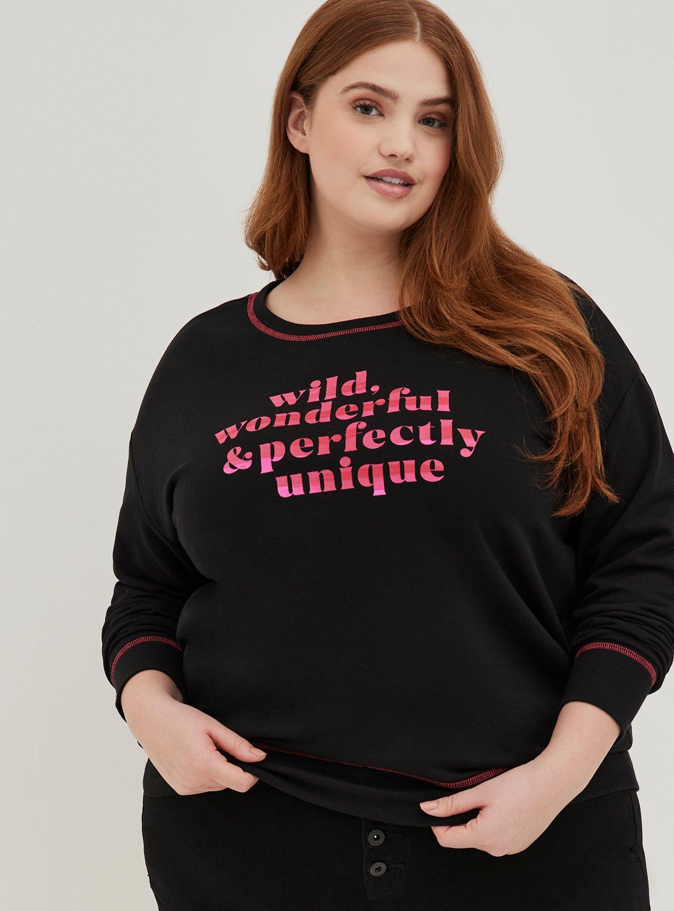 Plus Size Drop Shoulder Sweatshirt - Super Soft Fleece Perfect Black, DEEP BLACK, alternate