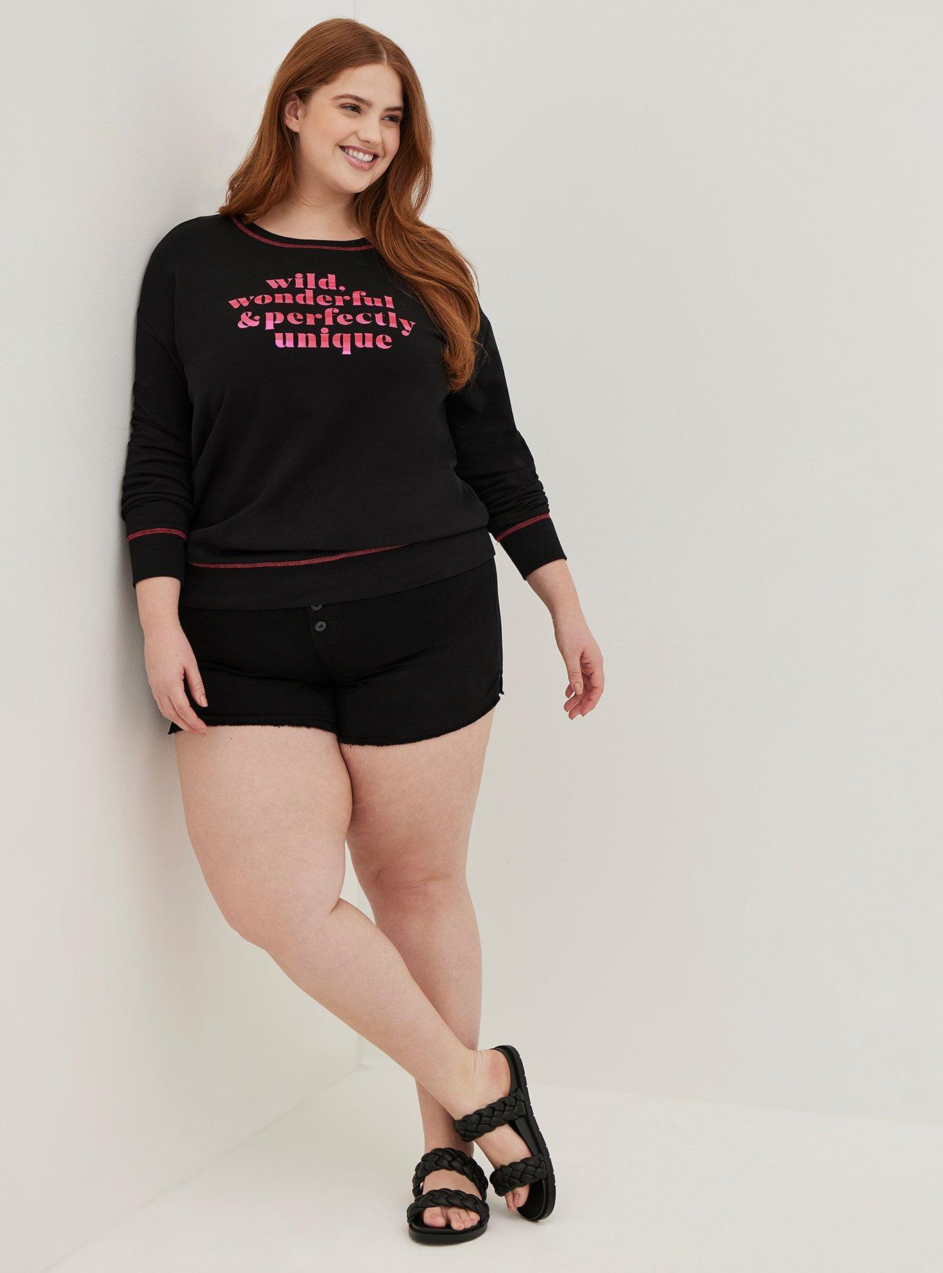Plus Size Drop Shoulder Sweatshirt - Super Soft Fleece Perfect Black, DEEP BLACK, alternate