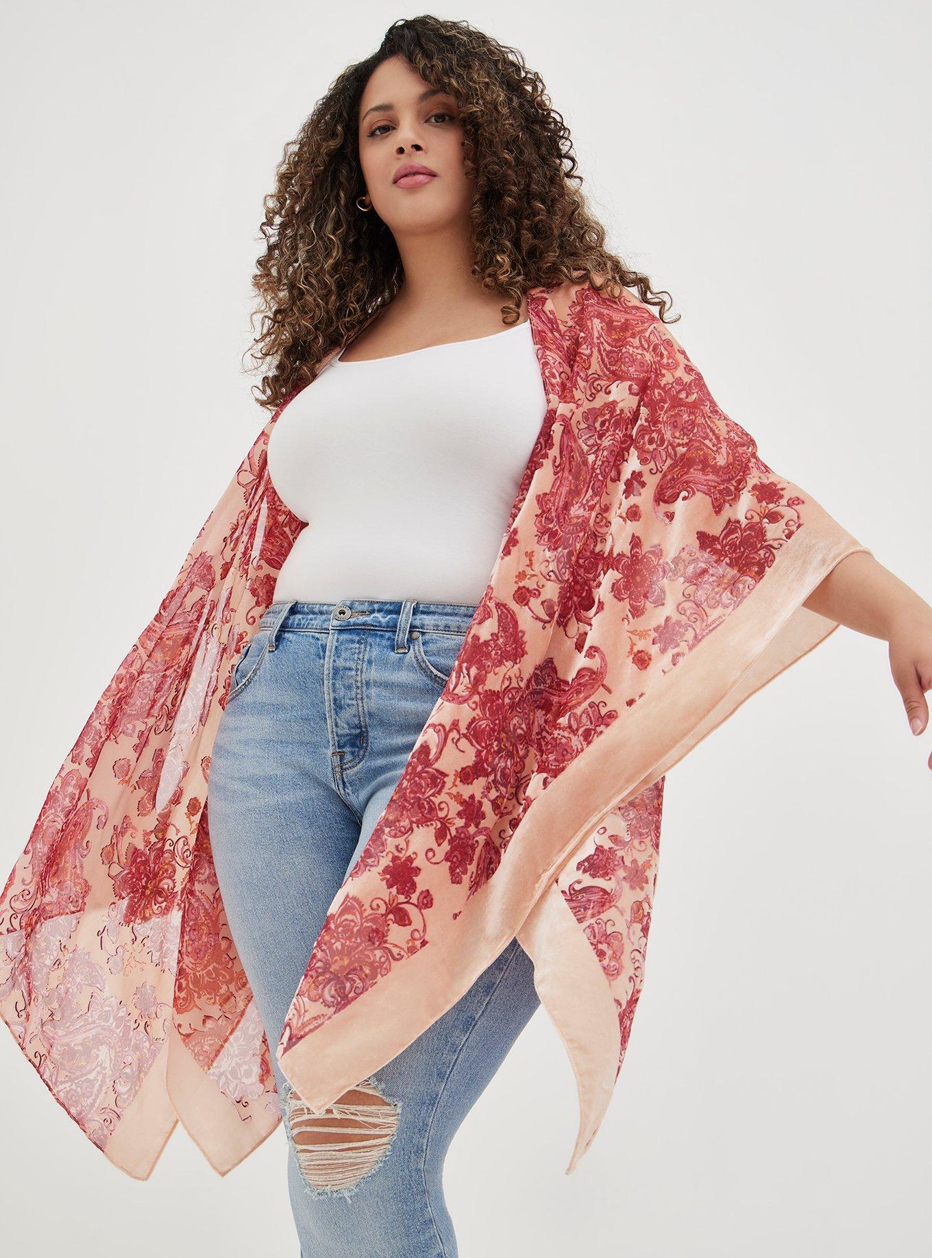 Plus Size - Burnout Ruana - Paisley Beige - Torrid