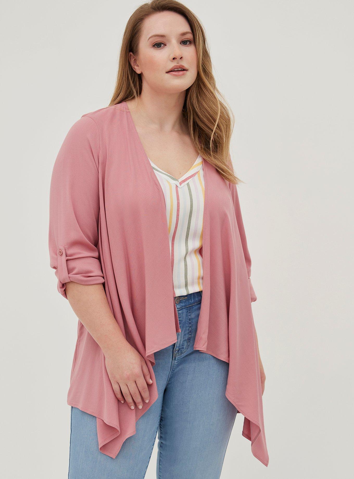 Drape Kimono - Textured Stretch Rayon Pink, DUSTY ROSE, alternate